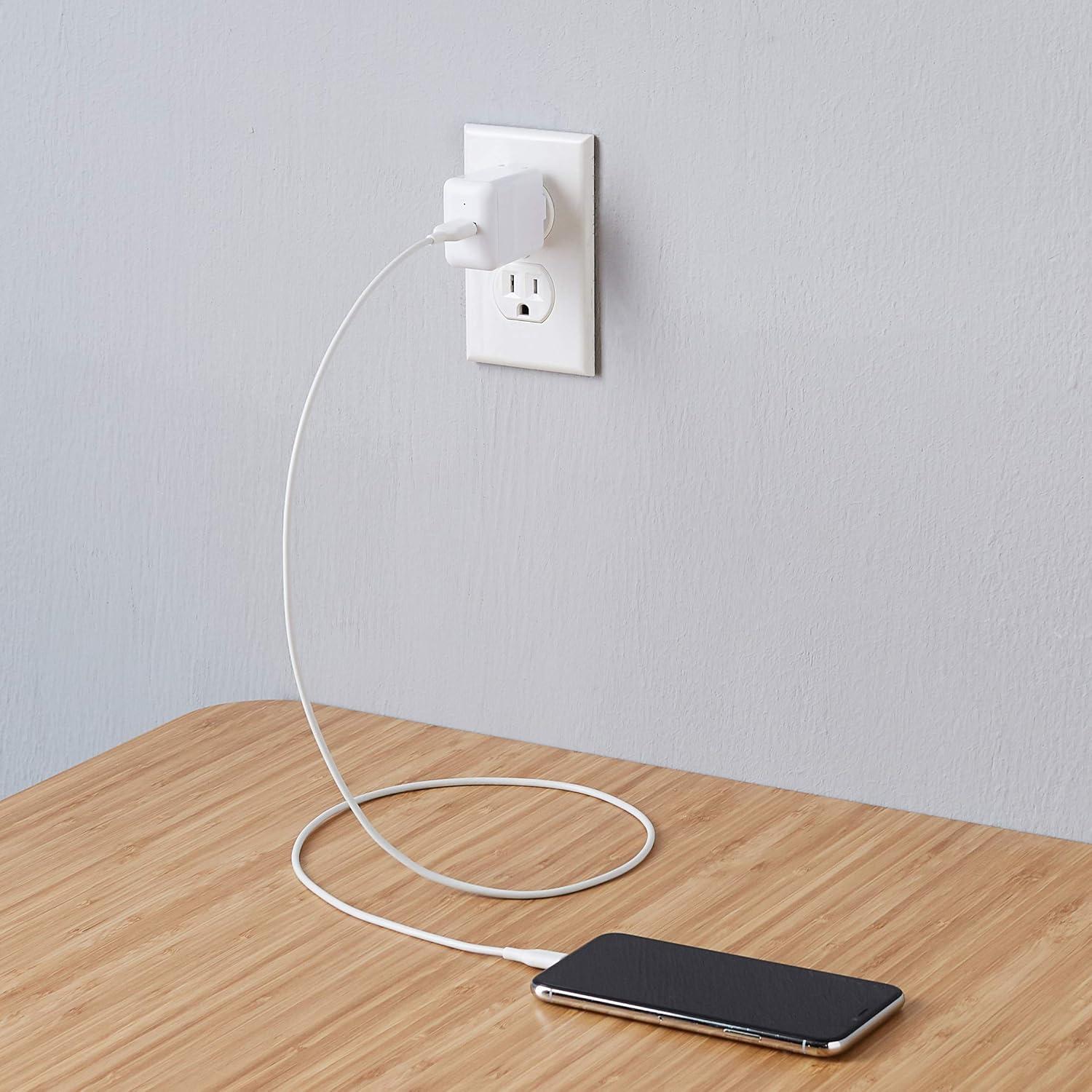 Cargador de Pared USB-A 12W Amazon Basics Blanco - Paquete de 2