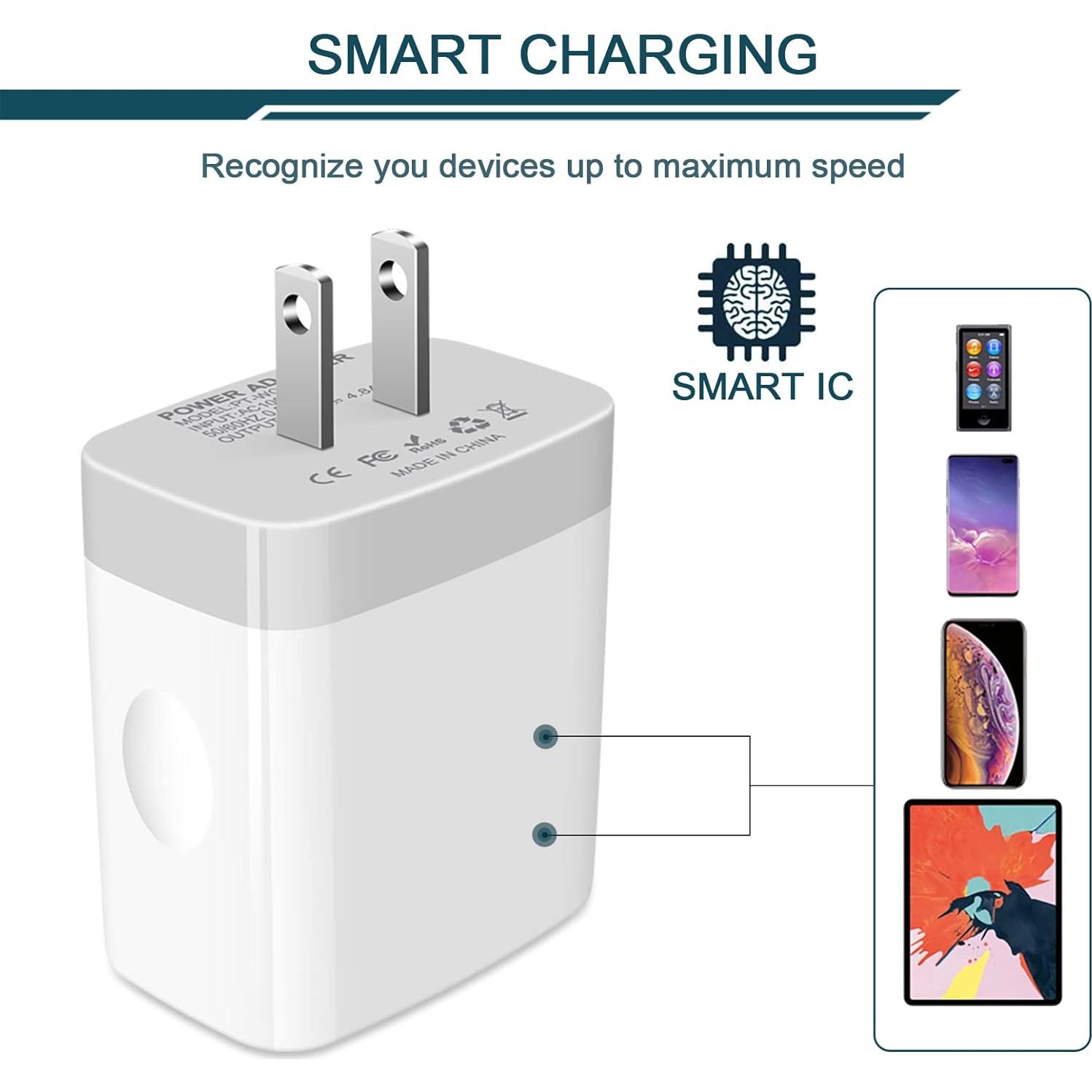 Cargador USB AILKIN 4 Puertos 4.8A Blanco Carga Rápida