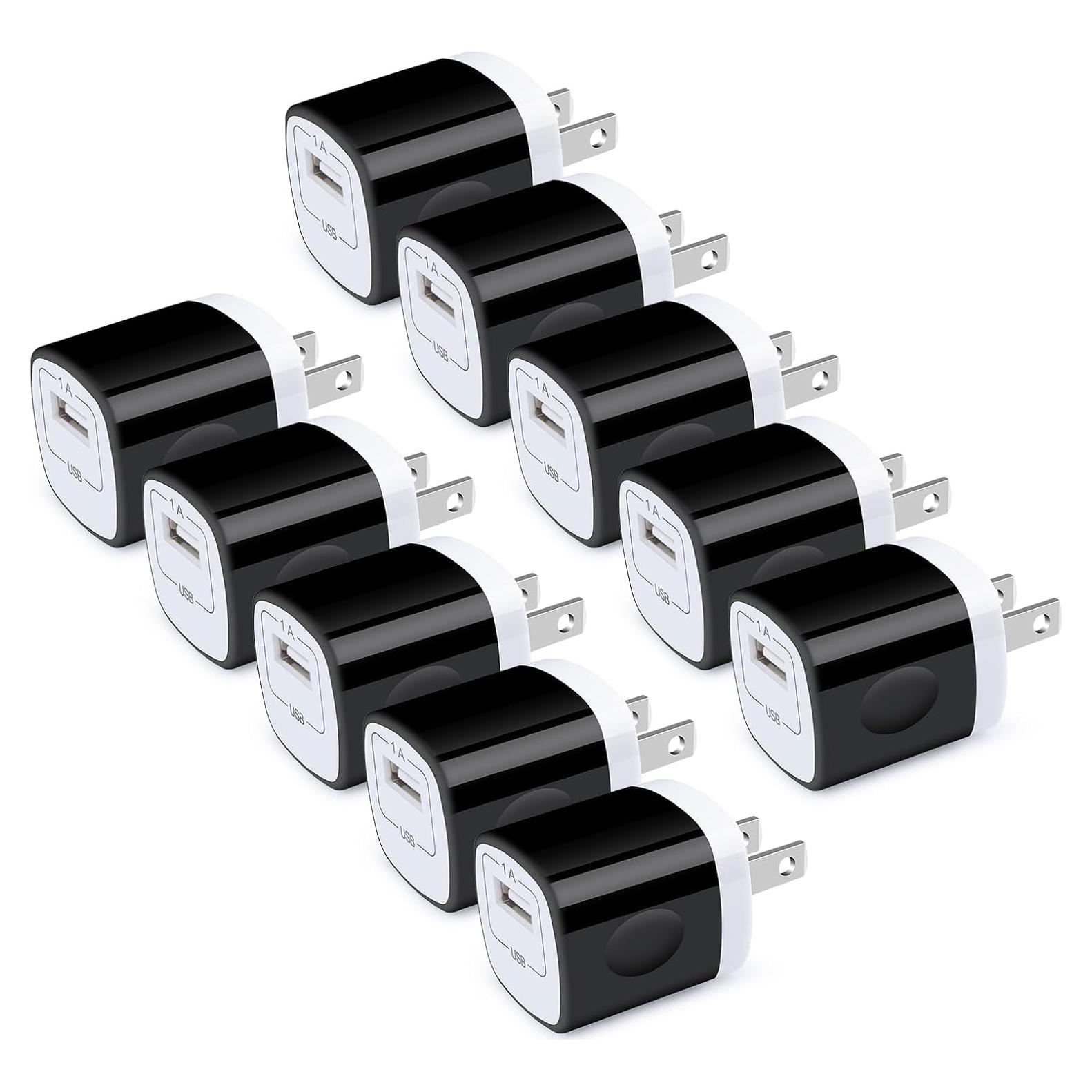 Cargador de Pared USB HOOTEK 10 Pack 5V 1A Negro