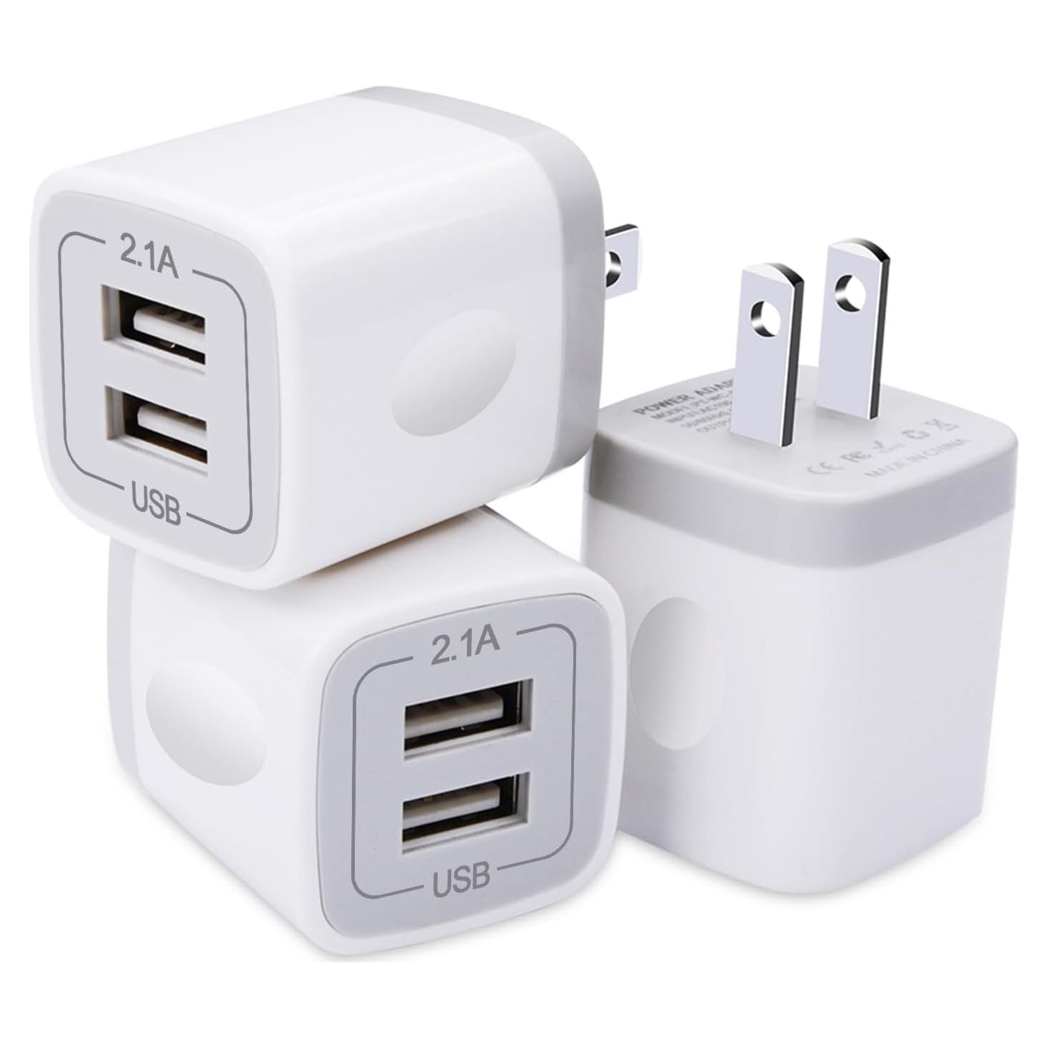 Cargador de Pared USB Doble Puerto GiGreen 5V 2.1A Paquete de 3