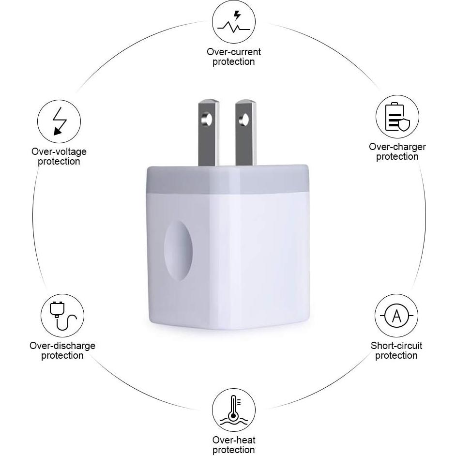 Cargador de Pared USB Doble Puerto GiGreen 5V 2.1A Paquete de 3