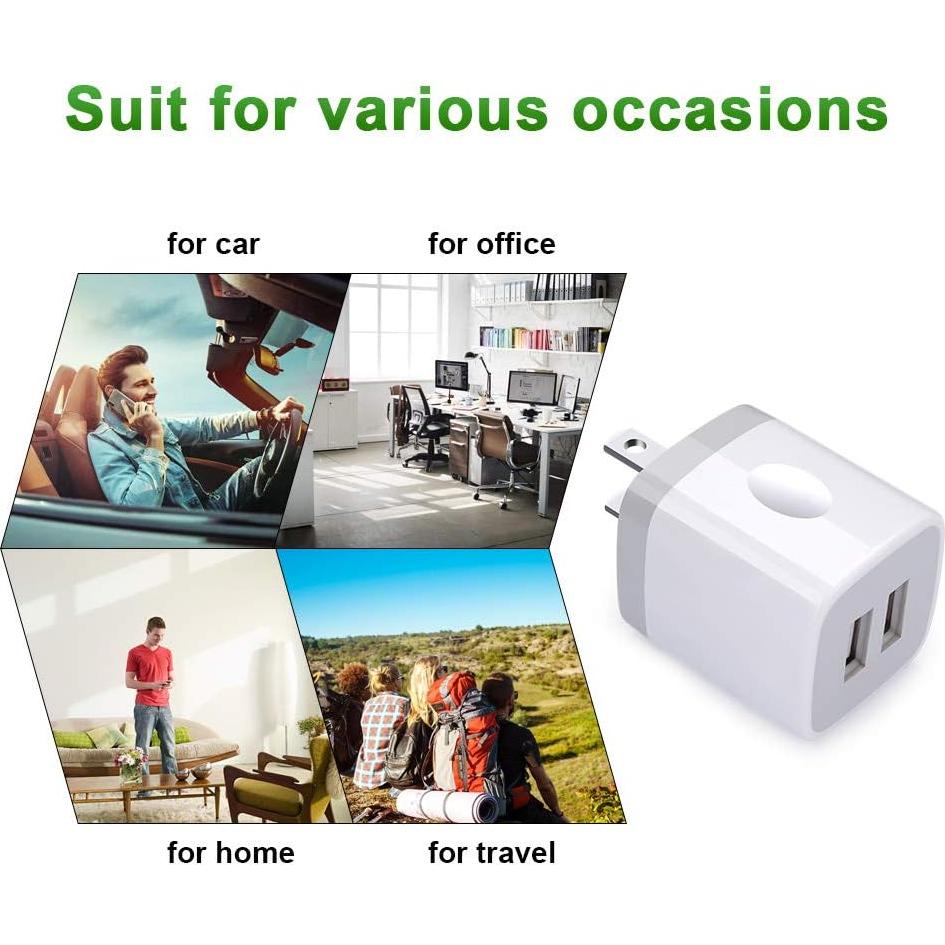 Cargador de Pared USB Doble Puerto GiGreen 5V 2.1A Paquete de 3