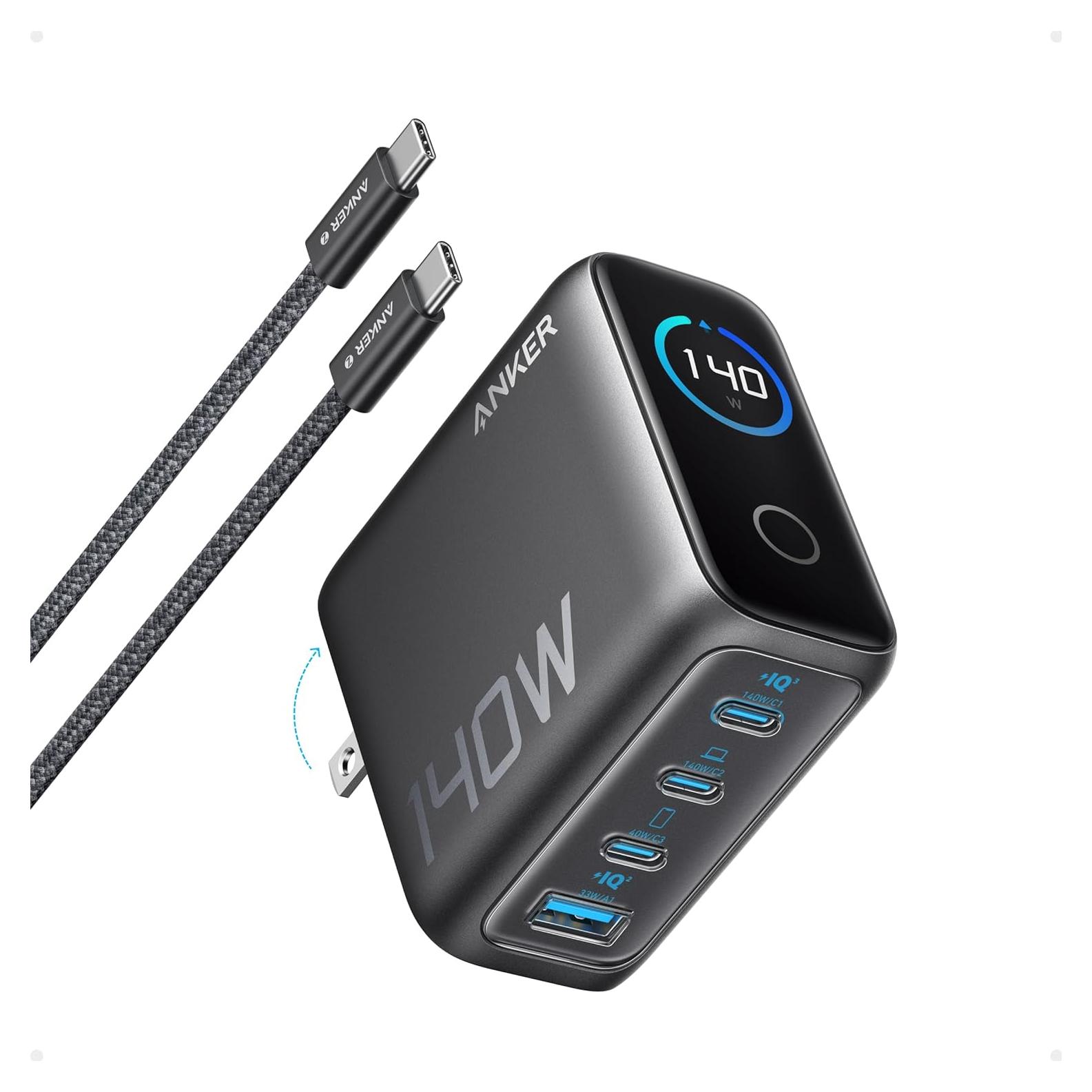 Cargador Anker USB-C 140W GaN 4 Puertos Carga Rápida