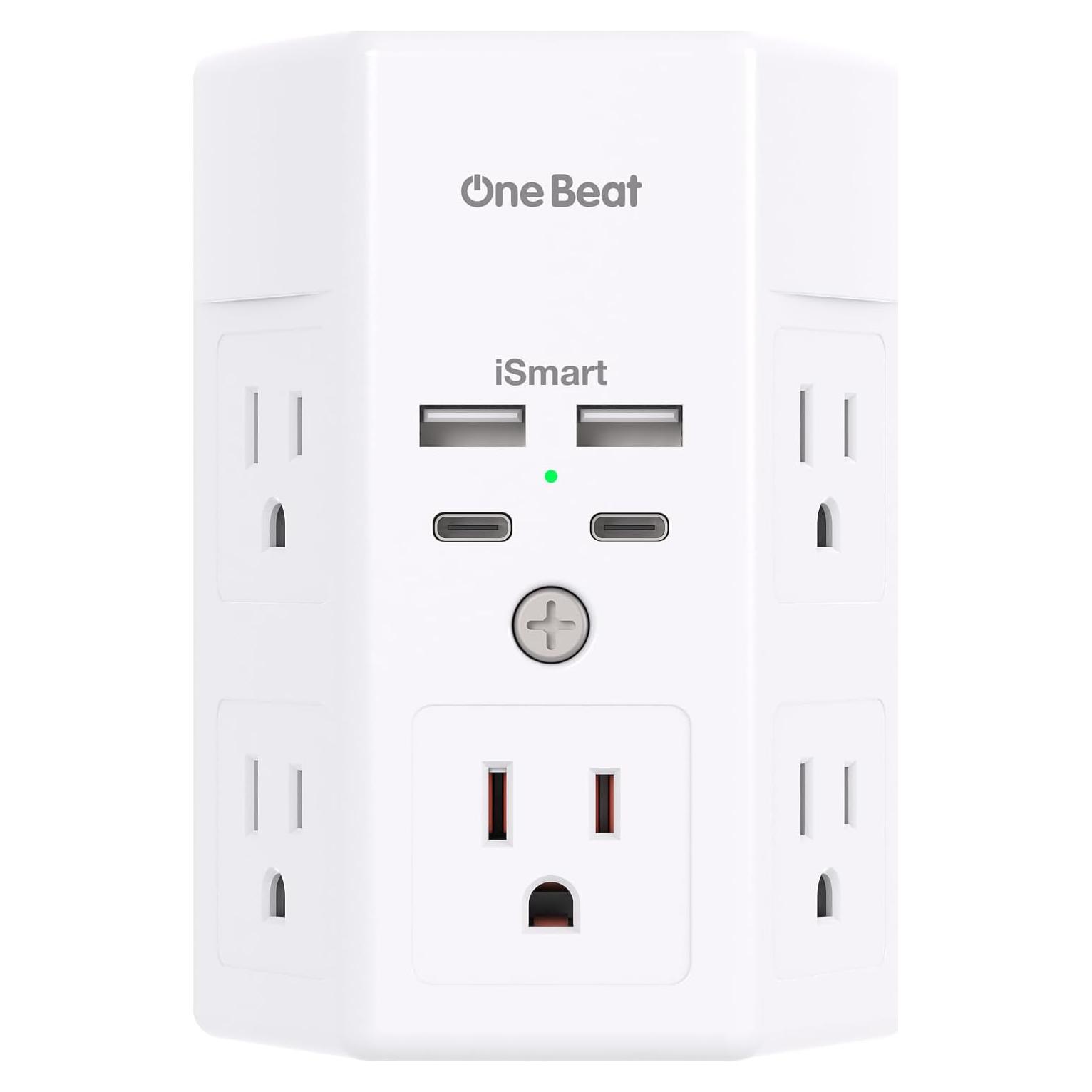 Multi Enchufe One Beat 5 Salidas + 4 USB Carga Rápida