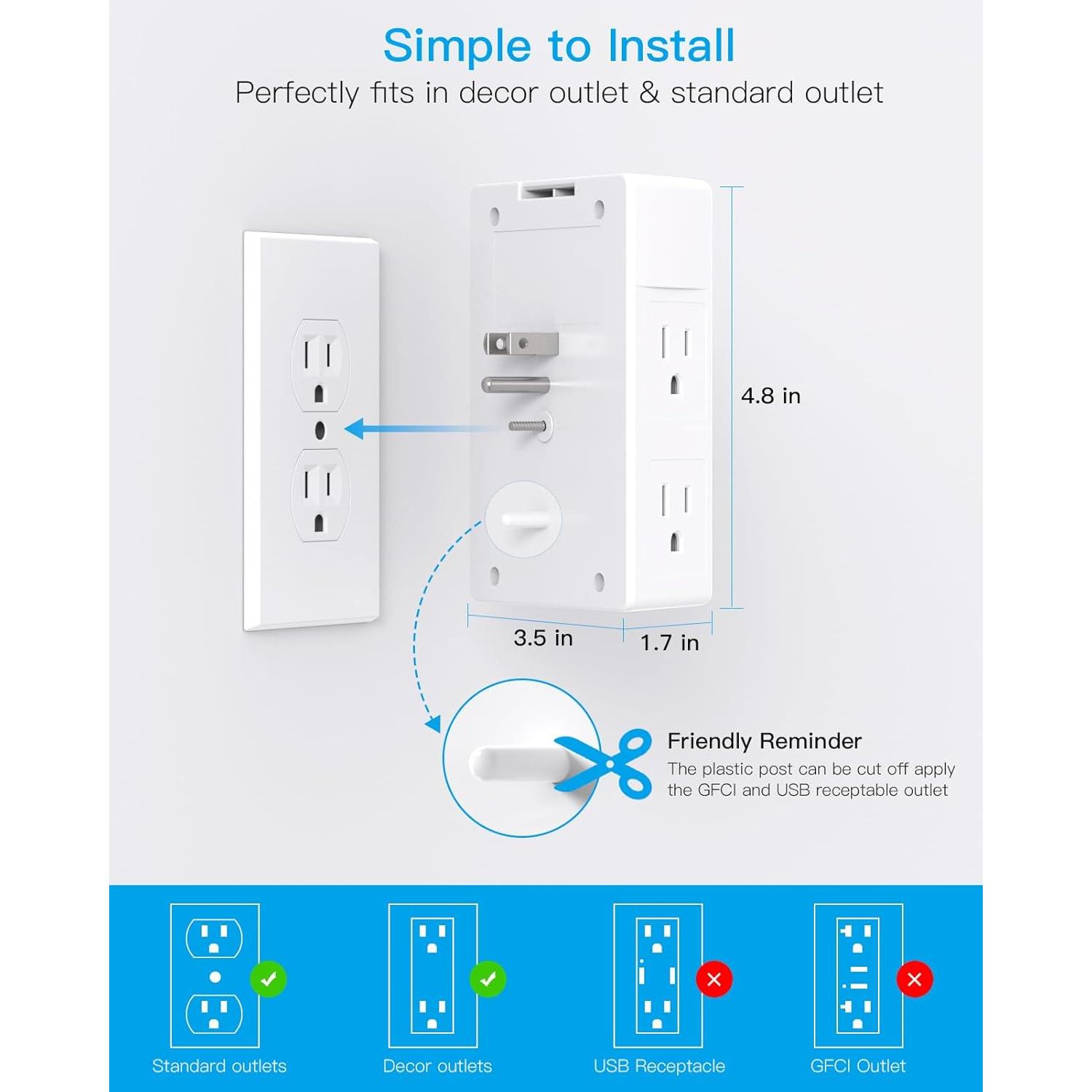 Multi Enchufe One Beat 5 Salidas + 4 USB Carga Rápida
