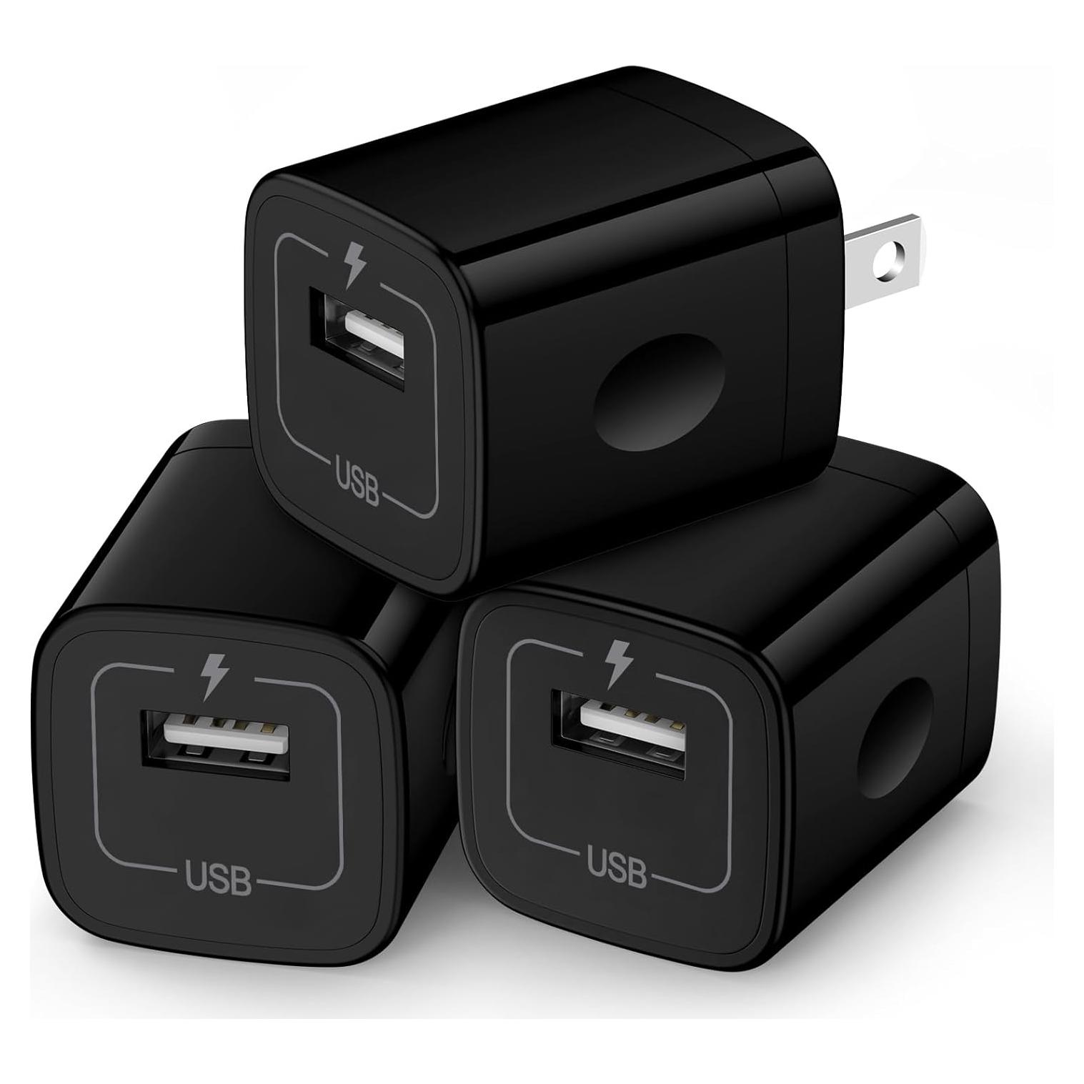 Cargador de Pared USB HopePow 1A 5V 3 Pack Negro