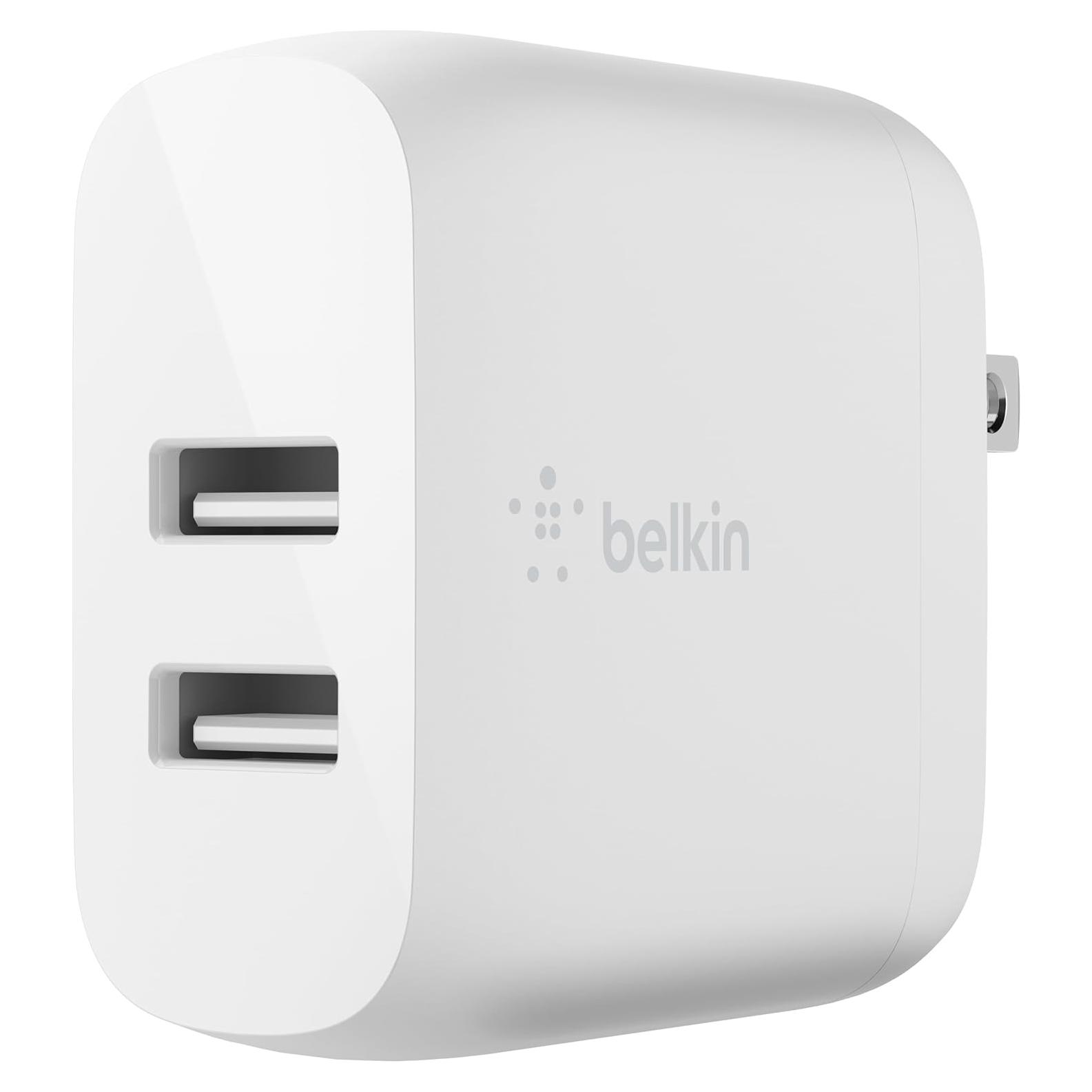 Cargador USB Doble 24W Belkin - Carga Rápida para iPhone 16, S25