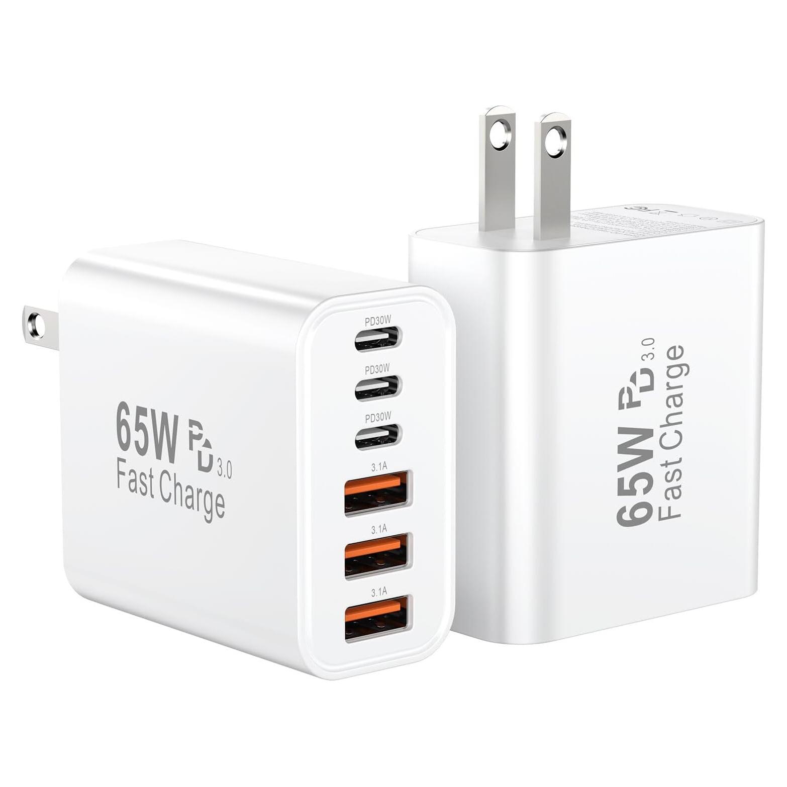 Cargador Rápido USB C 65W 6 Puertos Shenzhen XHD-PD65W