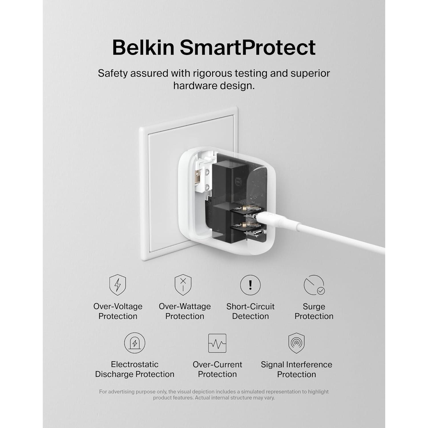Cargador de Pared USB-C Belkin 40W Doble Puerto Carga Rápida