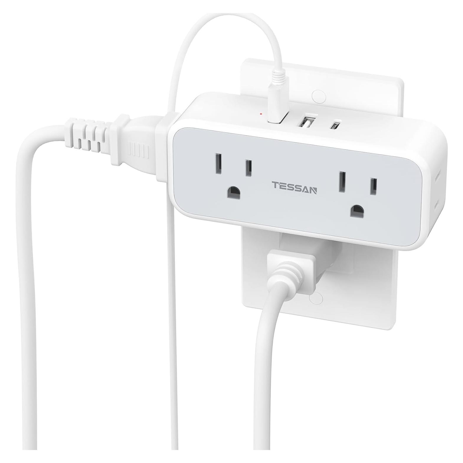 Extensor de Enchufe Múltiple TESSAN 7 Salidas AC y 3 USB