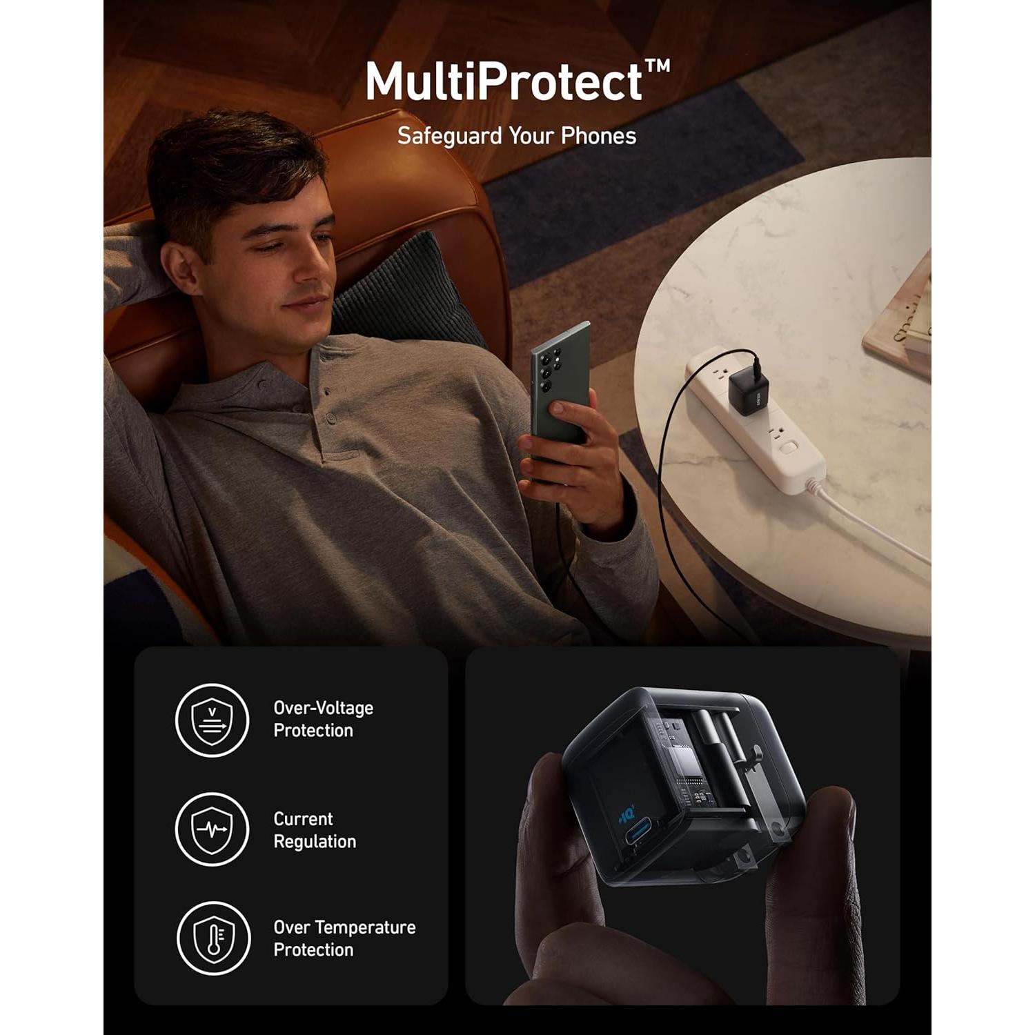 Cargador Anker 313 45W USB-C Plegable Carga Rápida para Samsung