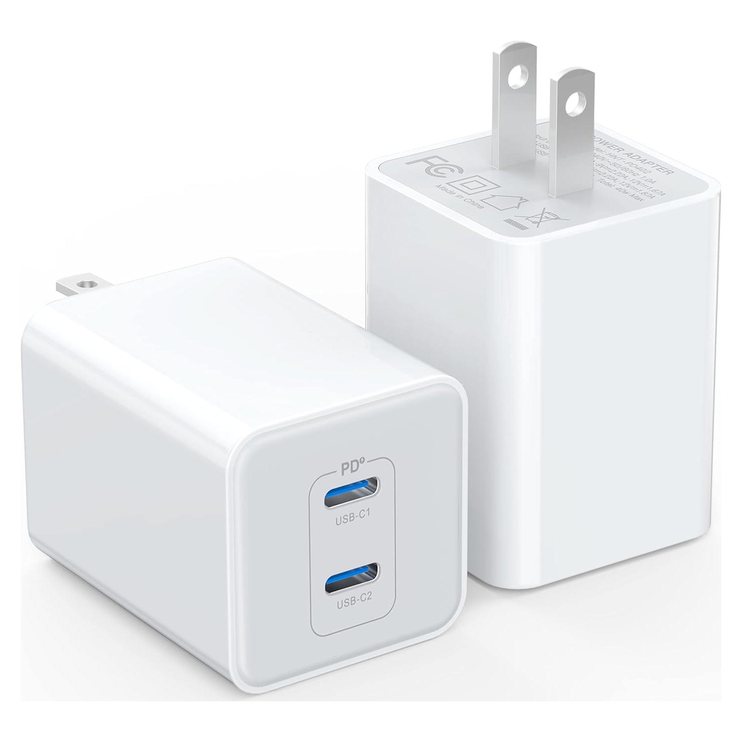 Cargador USB C 40W Doble Puerto LCGENS - Paquete de 2
