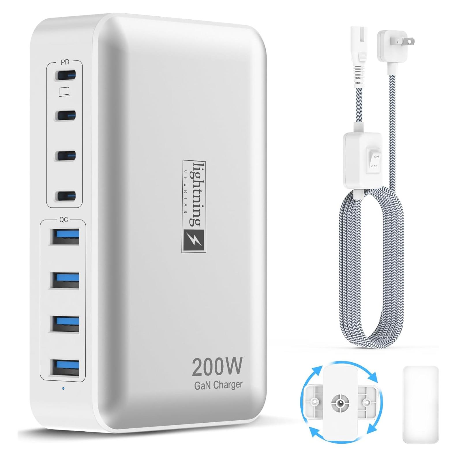 Estación de Carga 200W 8 Puertos USB C y A - Dongguan