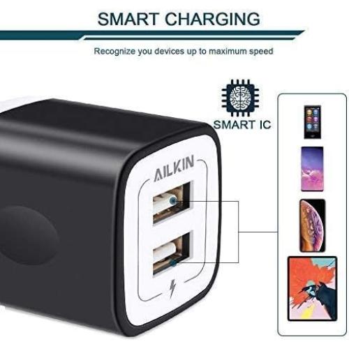 Cargador de Pared USB Doble AILKIN 5V 2.1A Paquete de 5