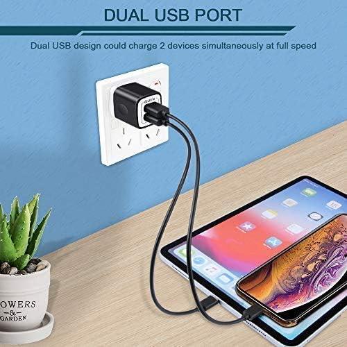 Cargador de Pared USB Doble AILKIN 5V 2.1A Paquete de 5