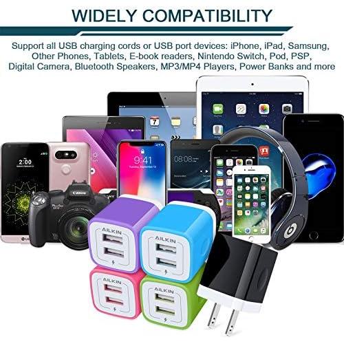 Cargador de Pared USB Doble AILKIN 5V 2.1A Paquete de 5