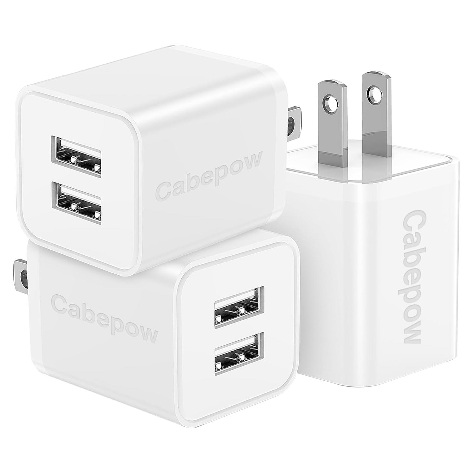 Cargador de Pared USB Dual 5V 2.4A Cabepow - Blanco