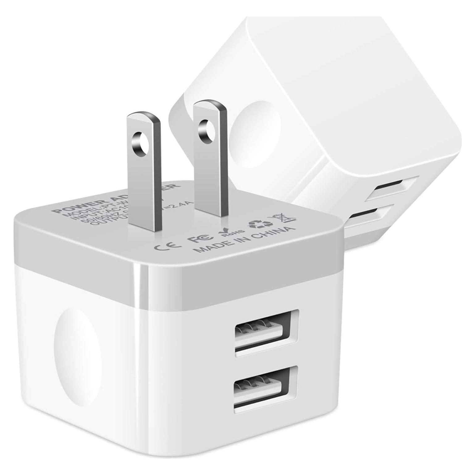 Cargador de Pared USB Dual HOOTEK 2 Puertos 2.4A Blanco