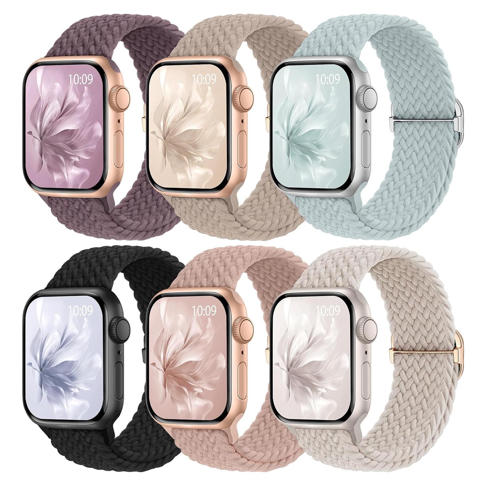Paquete de 6 bandas elásticas Knossen para Apple Watch 38-49mm