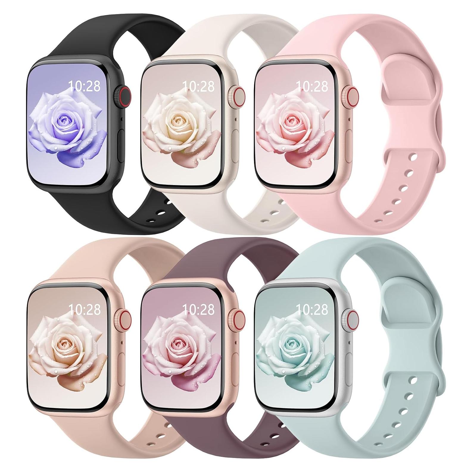 6 Pack Bandas Deportivas Silicona para Apple Watch 38-42mm