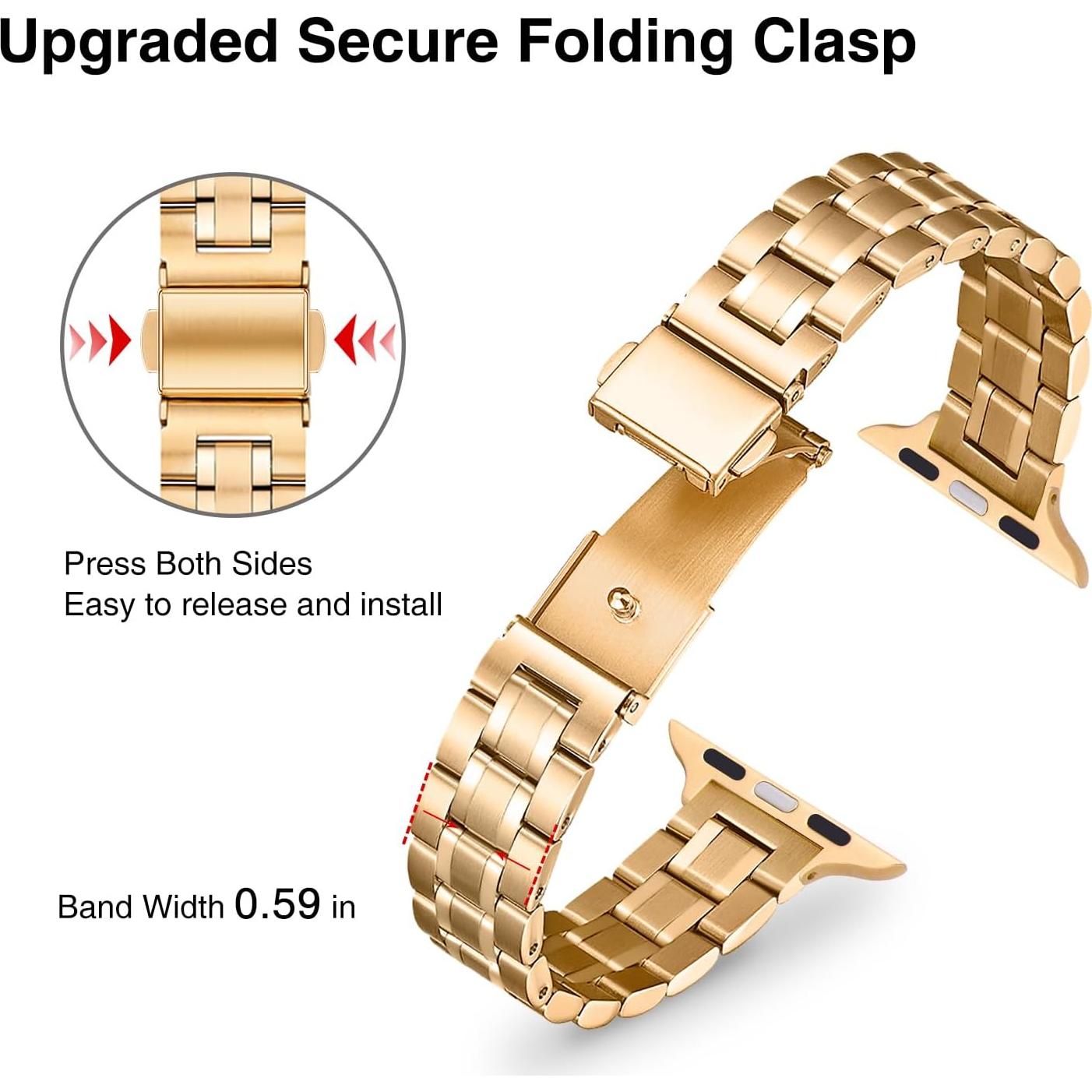 Banda de Reemplazo Delgada STIROLL para Apple Watch 38-49mm Dorado