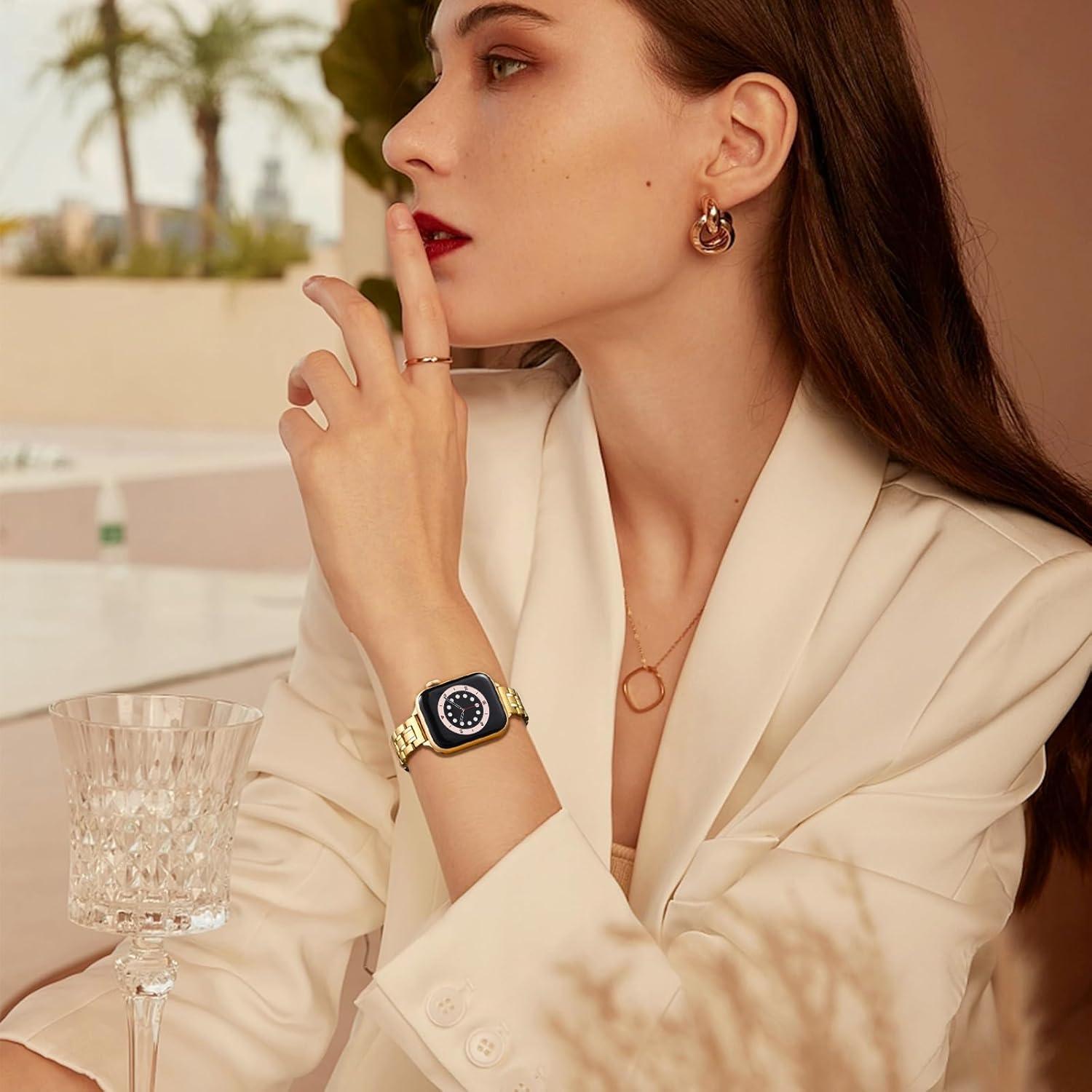 Banda de Reemplazo Delgada STIROLL para Apple Watch 38-49mm Dorado