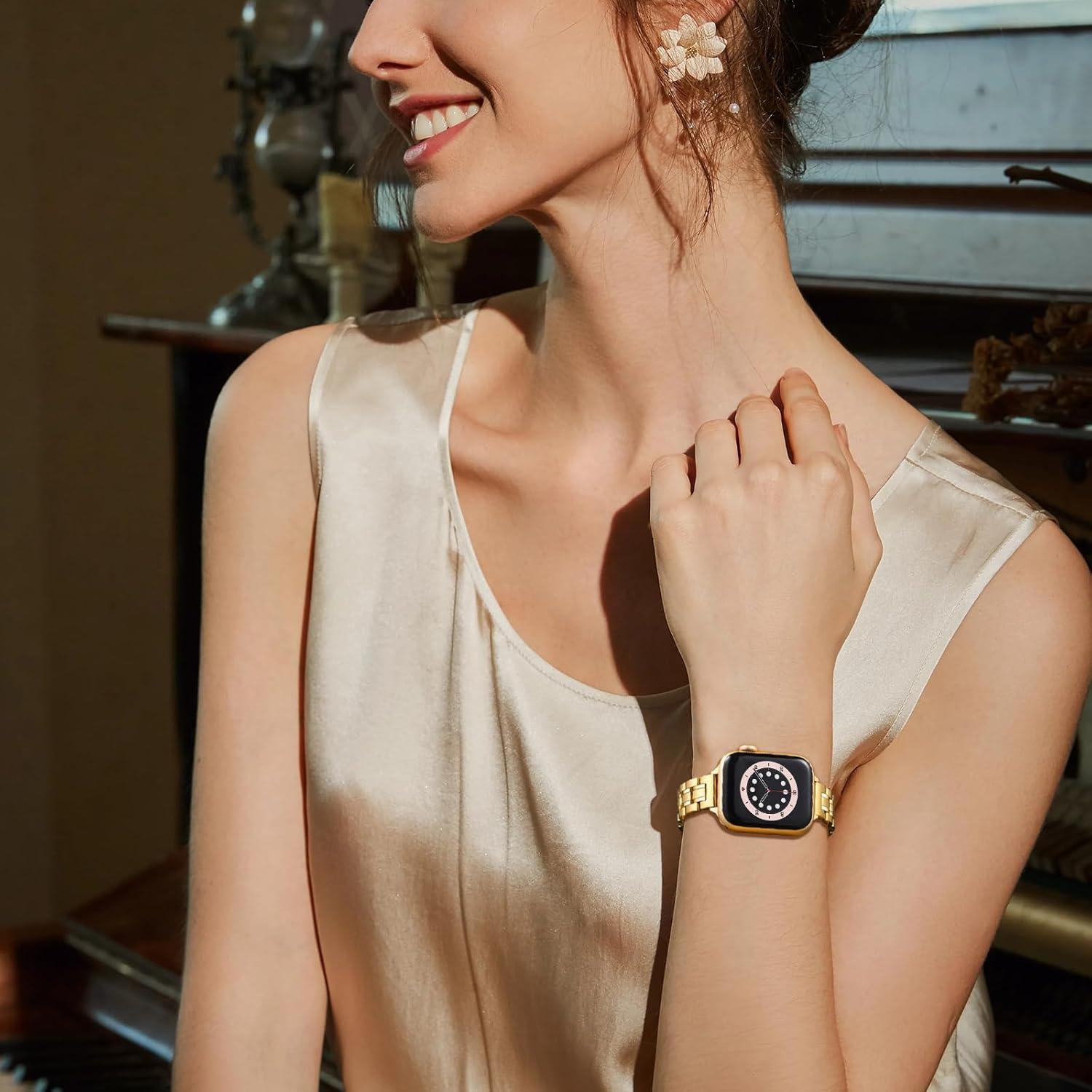 Banda de Reemplazo Delgada STIROLL para Apple Watch 38-49mm Dorado