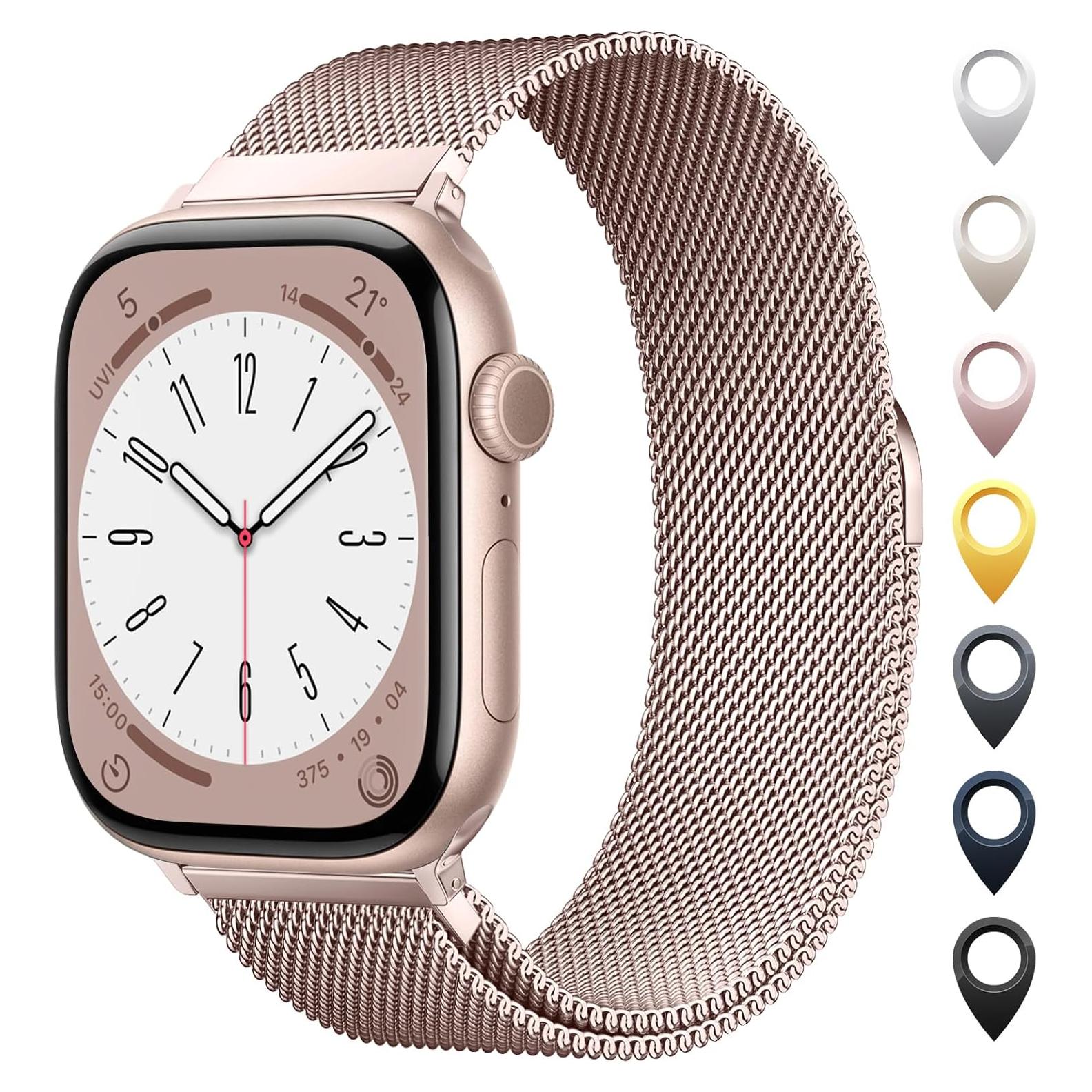 Correa de Malla de Acero Inoxidable OULUOQI para Apple Watch 38-49mm