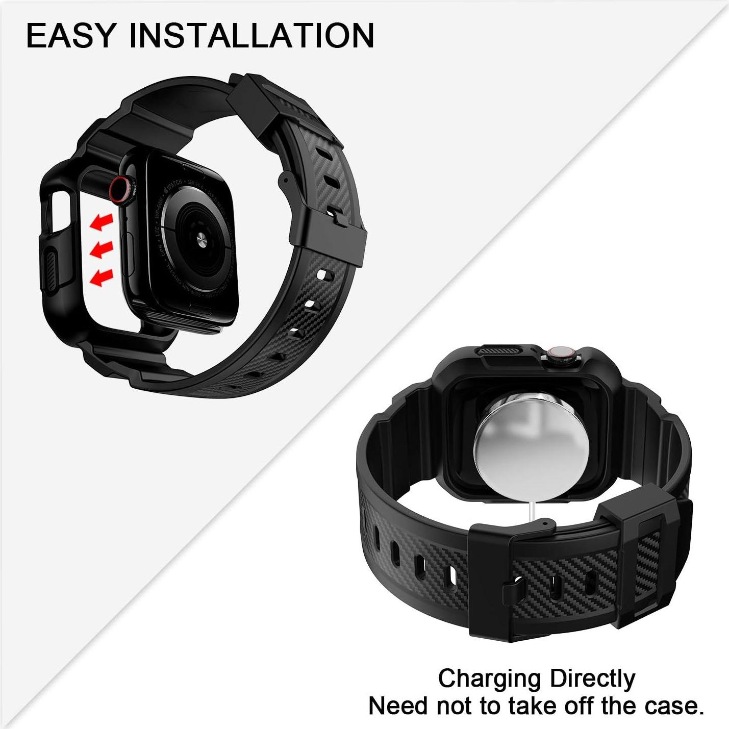 Correa OROBAY con Funda para Apple Watch 45mm/44mm/42mm - Negro Mate