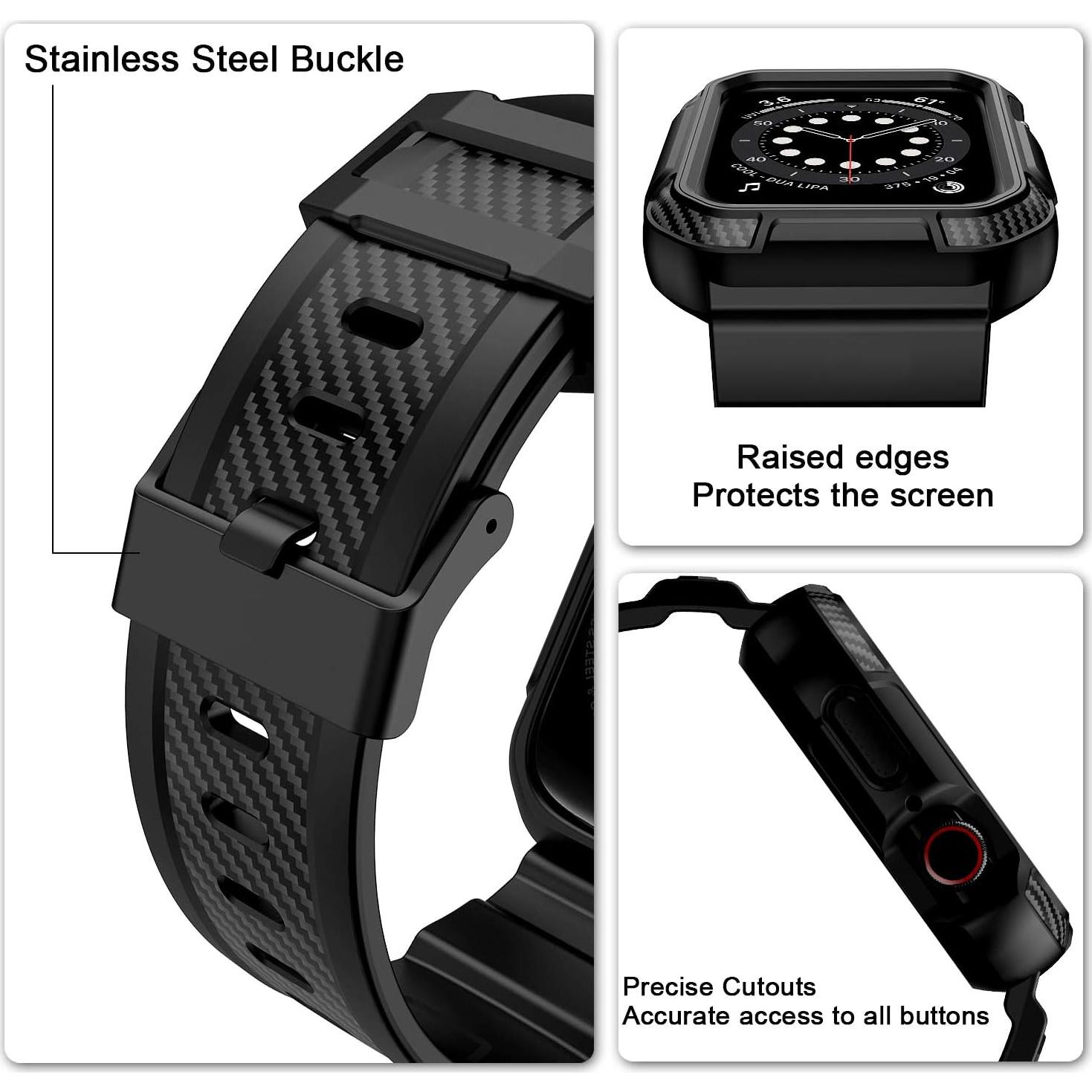 Correa OROBAY con Funda para Apple Watch 45mm/44mm/42mm - Negro Mate