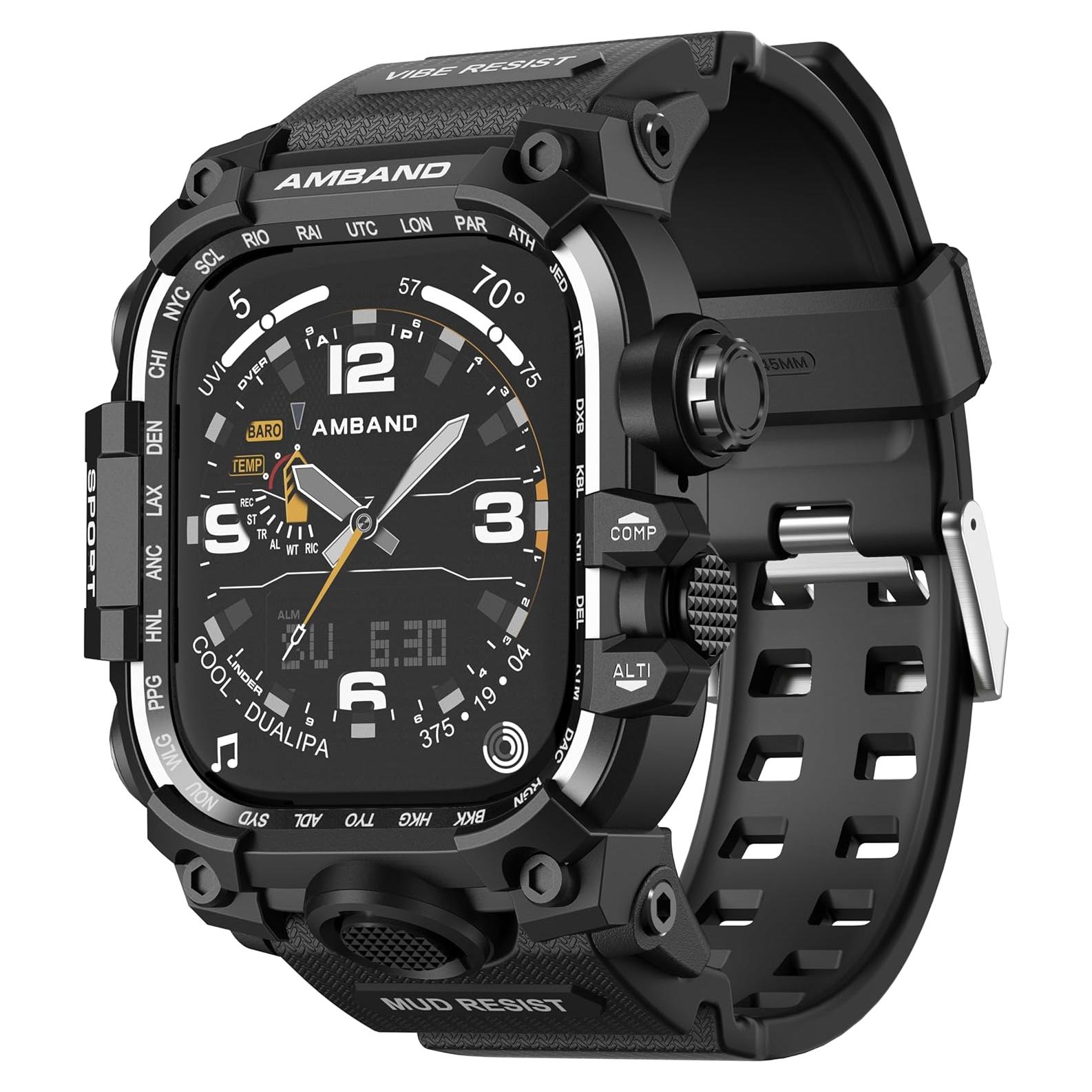 Funda con Correa amBand para Apple Watch 45mm - Negro Mate