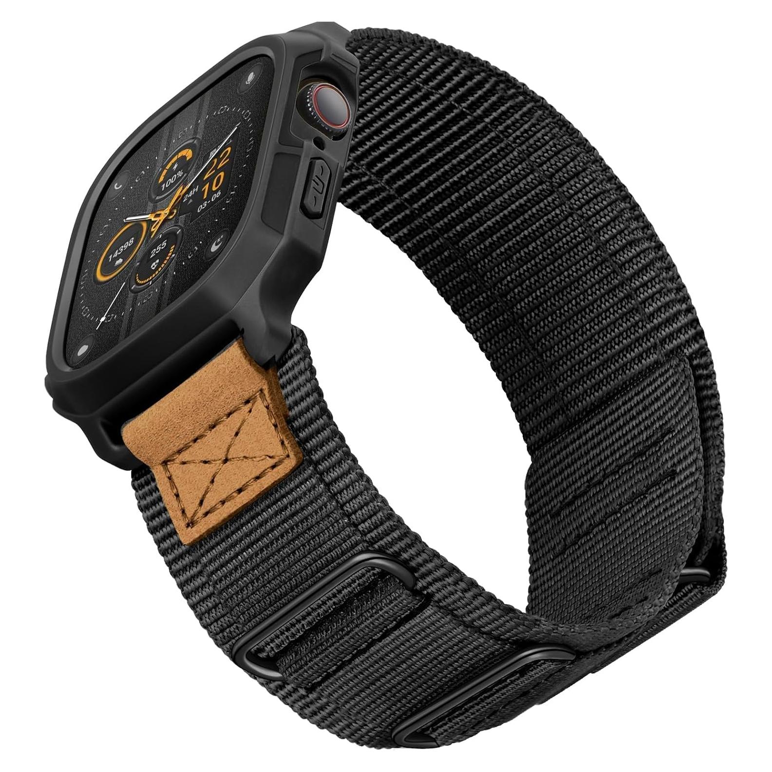Correa Deportiva de Nylon SUNFWR para Apple Watch 44mm 45mm Negro