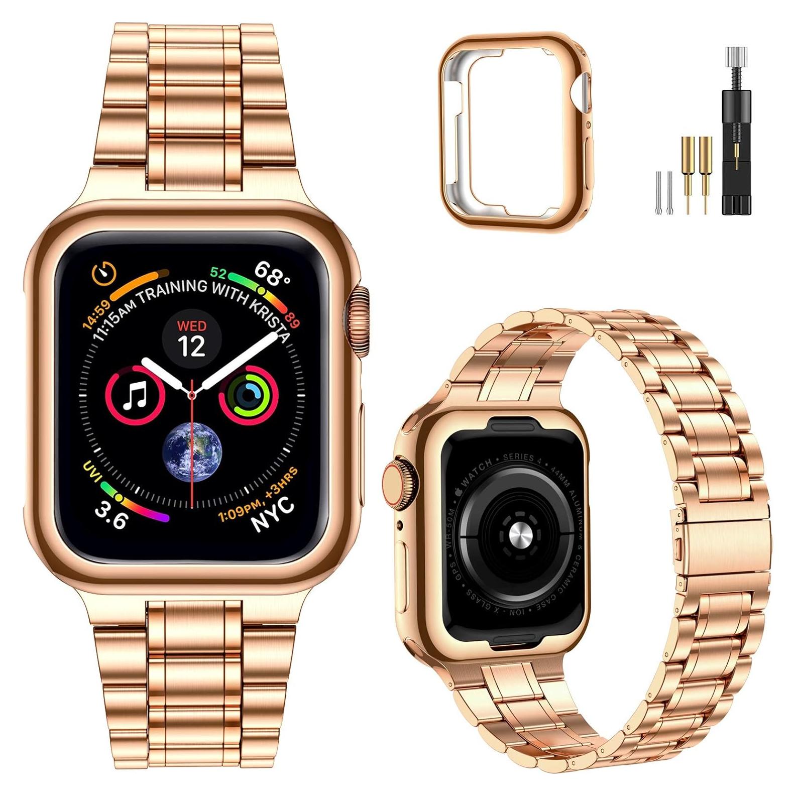 Correa de Acero Inoxidable MioHHR para Apple Watch 38/40 mm Oro Rosa
