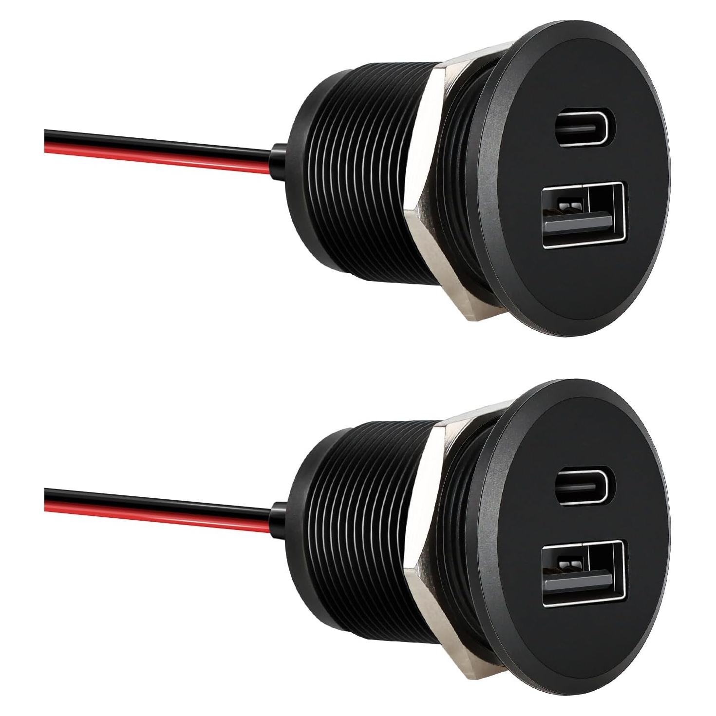 Cargador USB Acegoo RV 12V/24V Tipo A y C 24W Rápido (2Pcs)