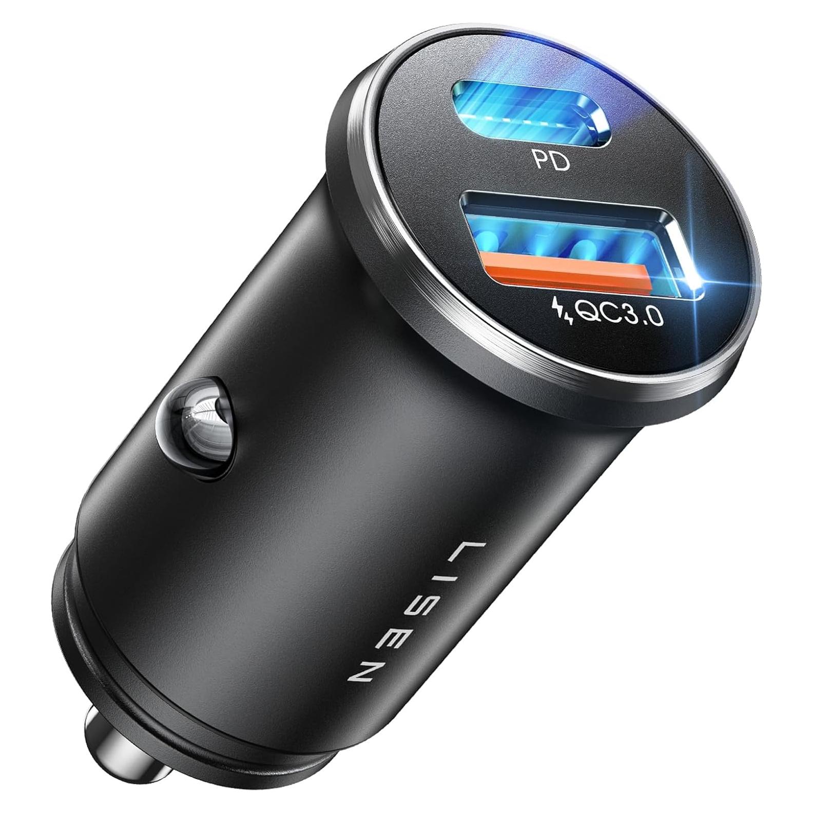 Cargador de Coche LISEN 54W USB C Doble Puerto Rápido