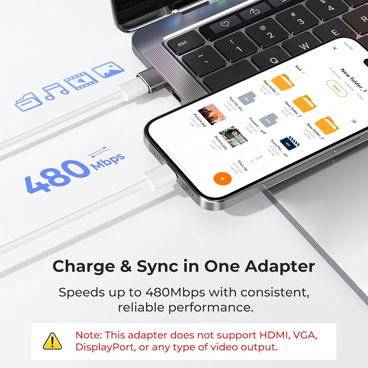 Adaptador USB a USB-C Basesailor 4Pack para iPhone y más