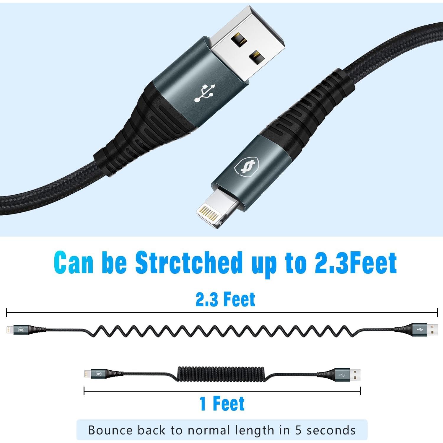 Cable Relámpago Enrollado JUKEKUL 2Pack 0.91m Carga Rápida