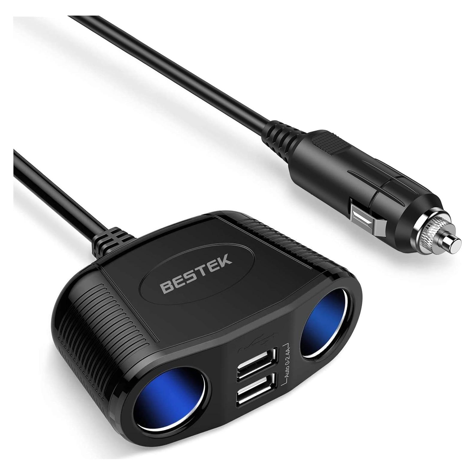 Adaptador Cargador Automóvil BESTEK 150W 2 Toma DC 2.4A USB