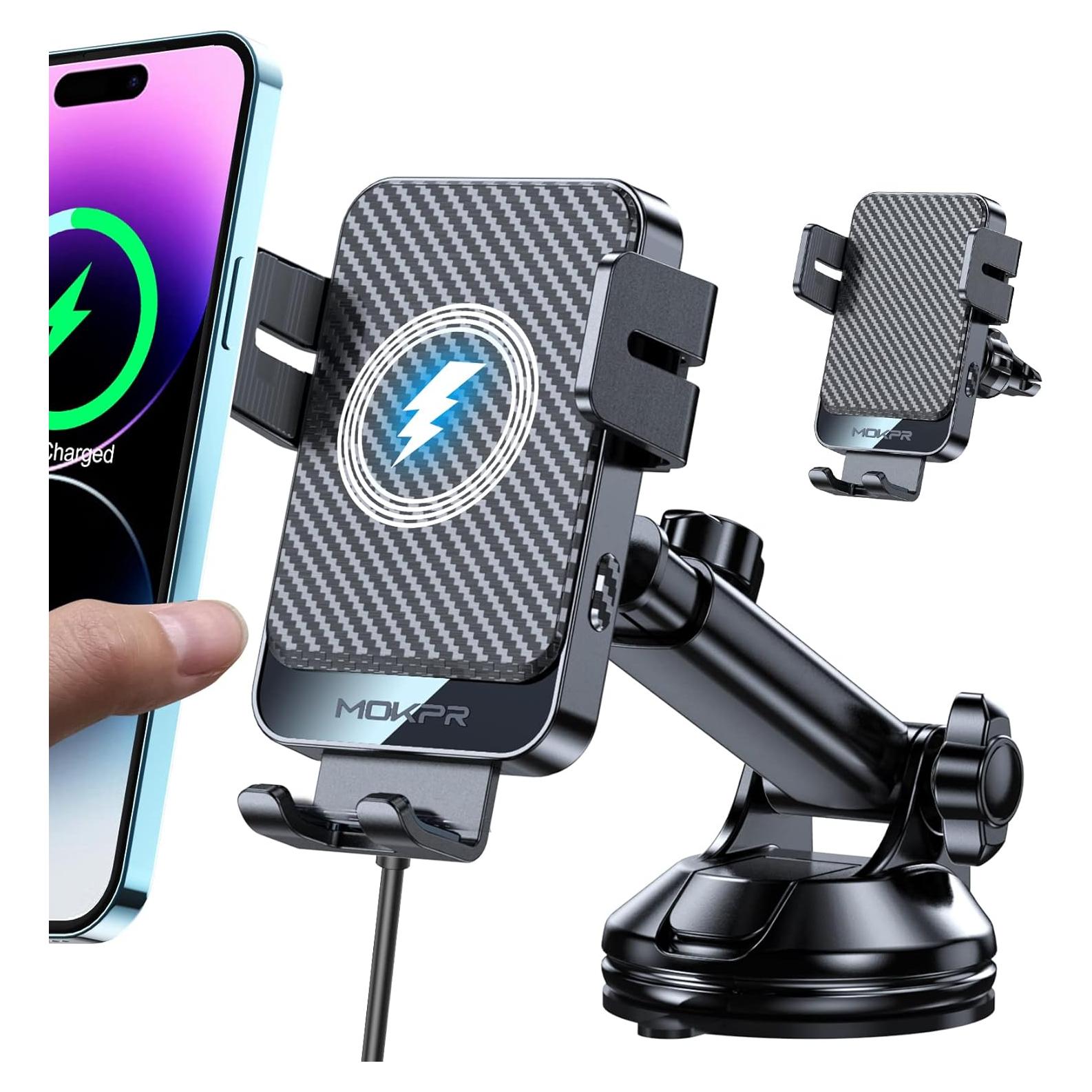 Cargador Inalámbrico para Auto MOKPR 15W Soporte Ajustable
