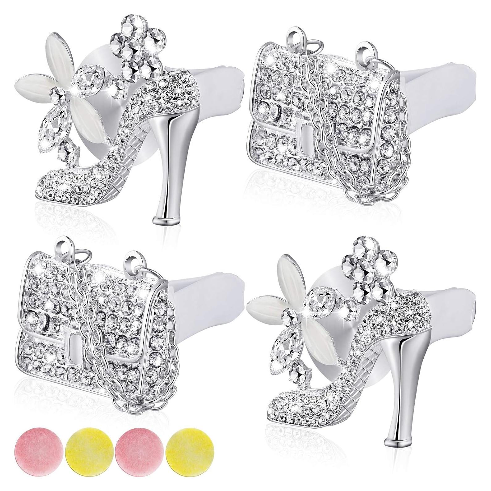 4 Piezas Clip de Ventilación de Aire Rhinestone Frienda