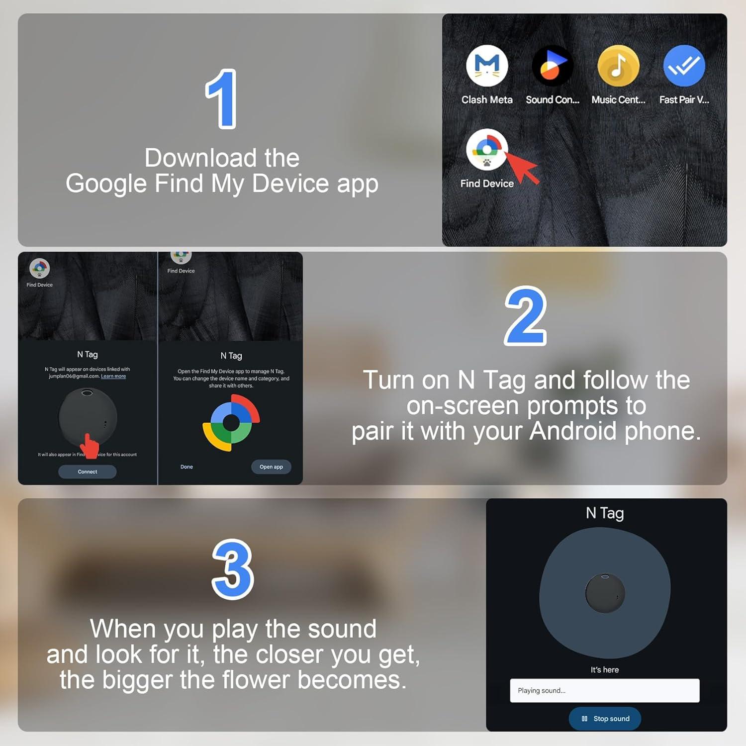 Rastreador Bluetooth Fortunepro N Tag para Android - Paquete de 4