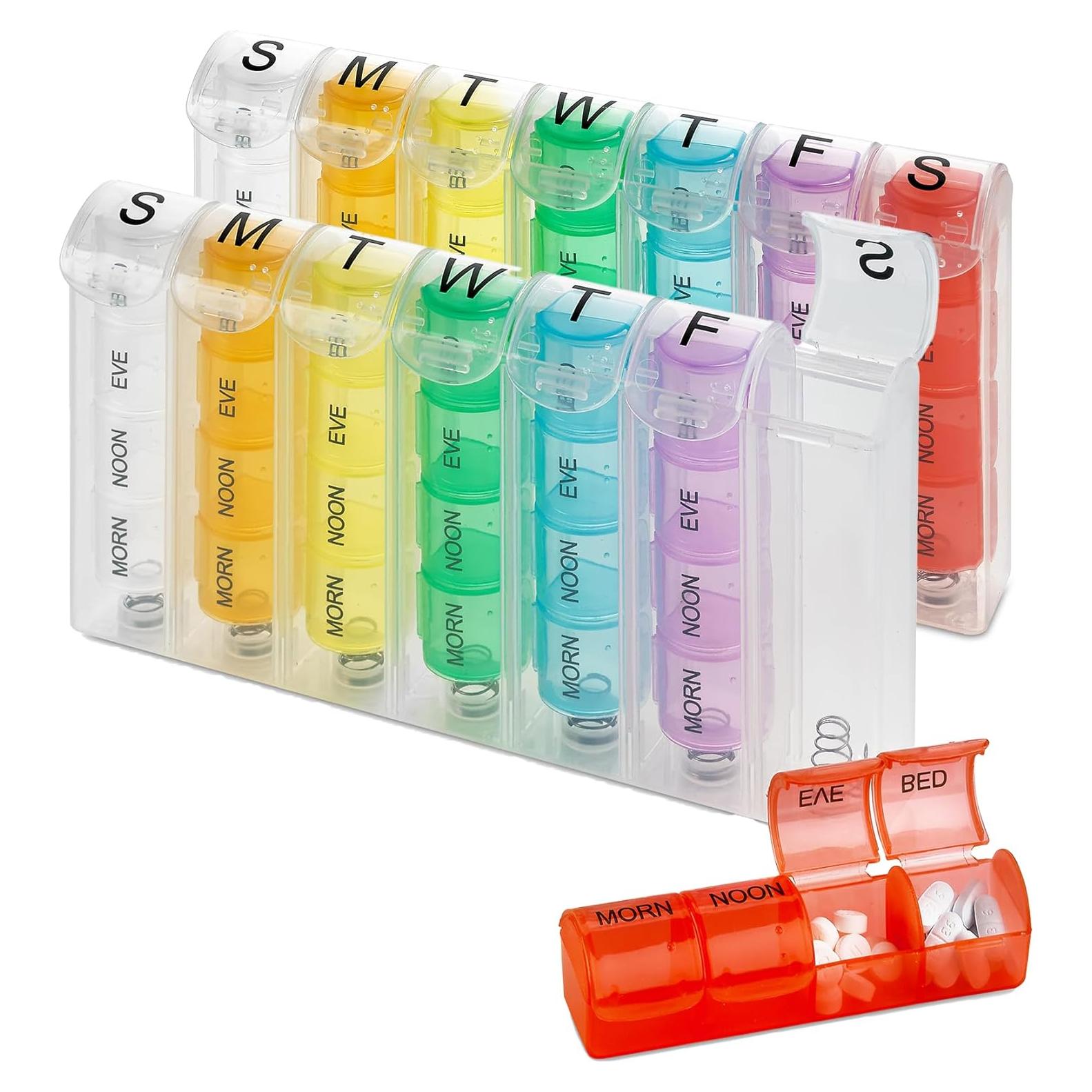 Organizador Semanal de Pastillas MEDca - Paquete de 2, 4 Compartimentos