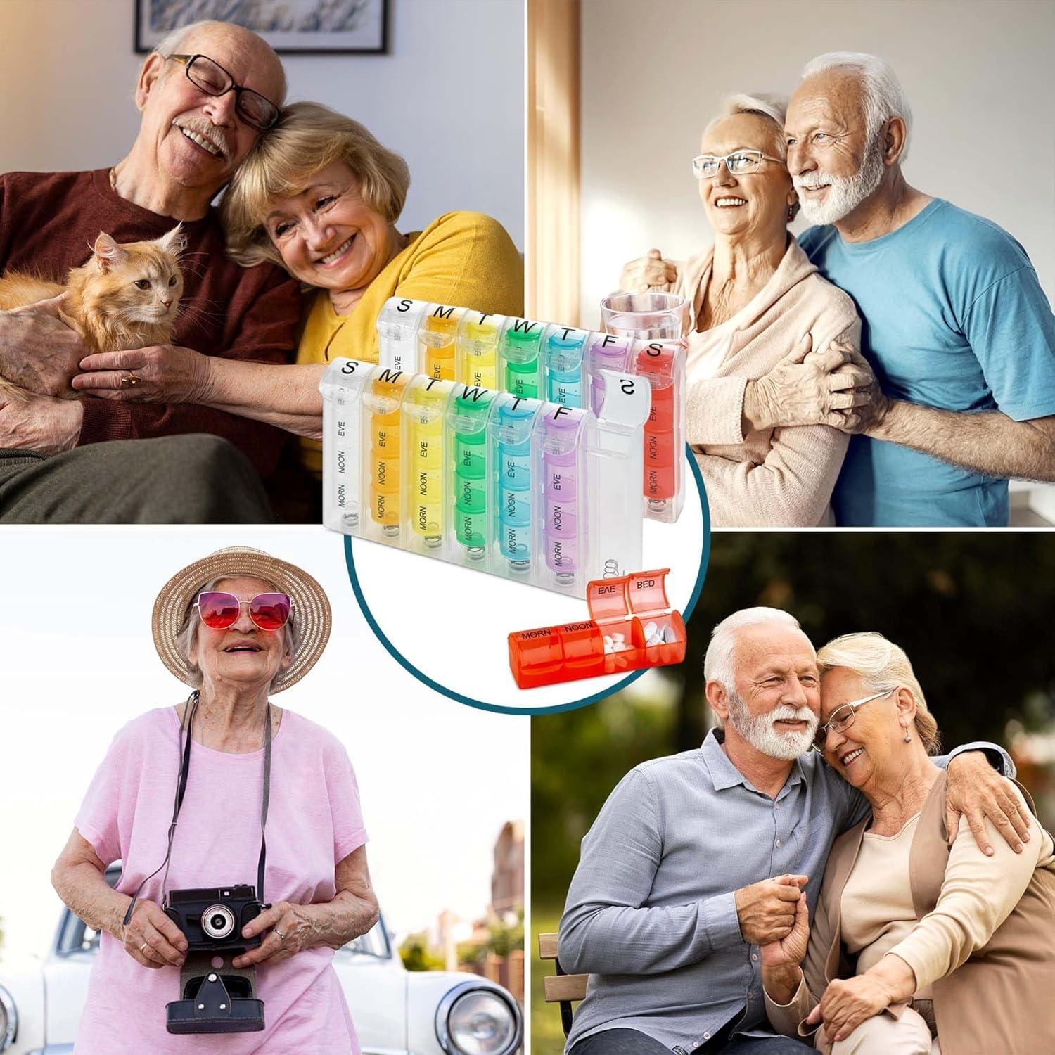 Organizador Semanal de Pastillas MEDca - Paquete de 2, 4 Compartimentos