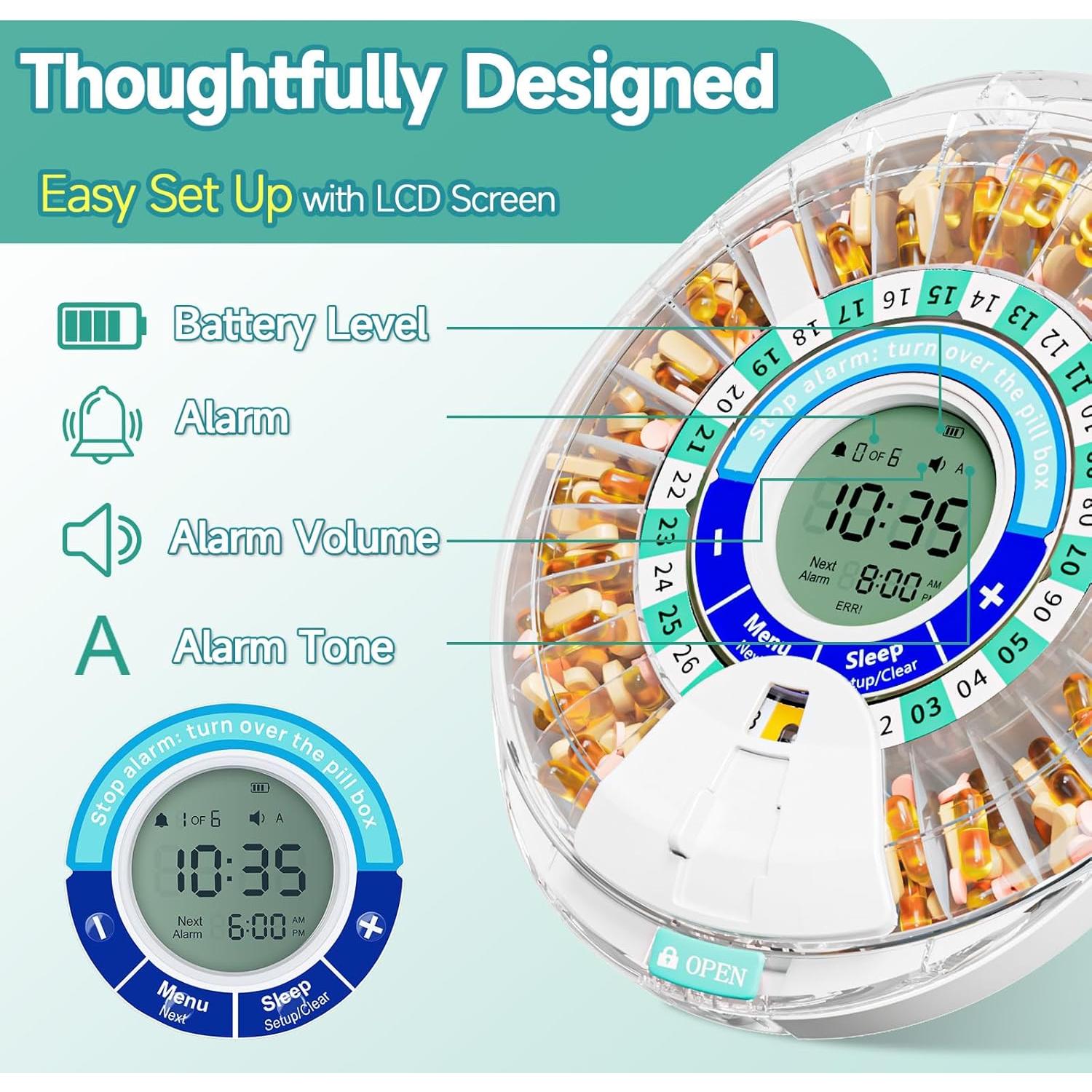 Dispensador Automático de Pastillas Windtrace Verde 28 Días