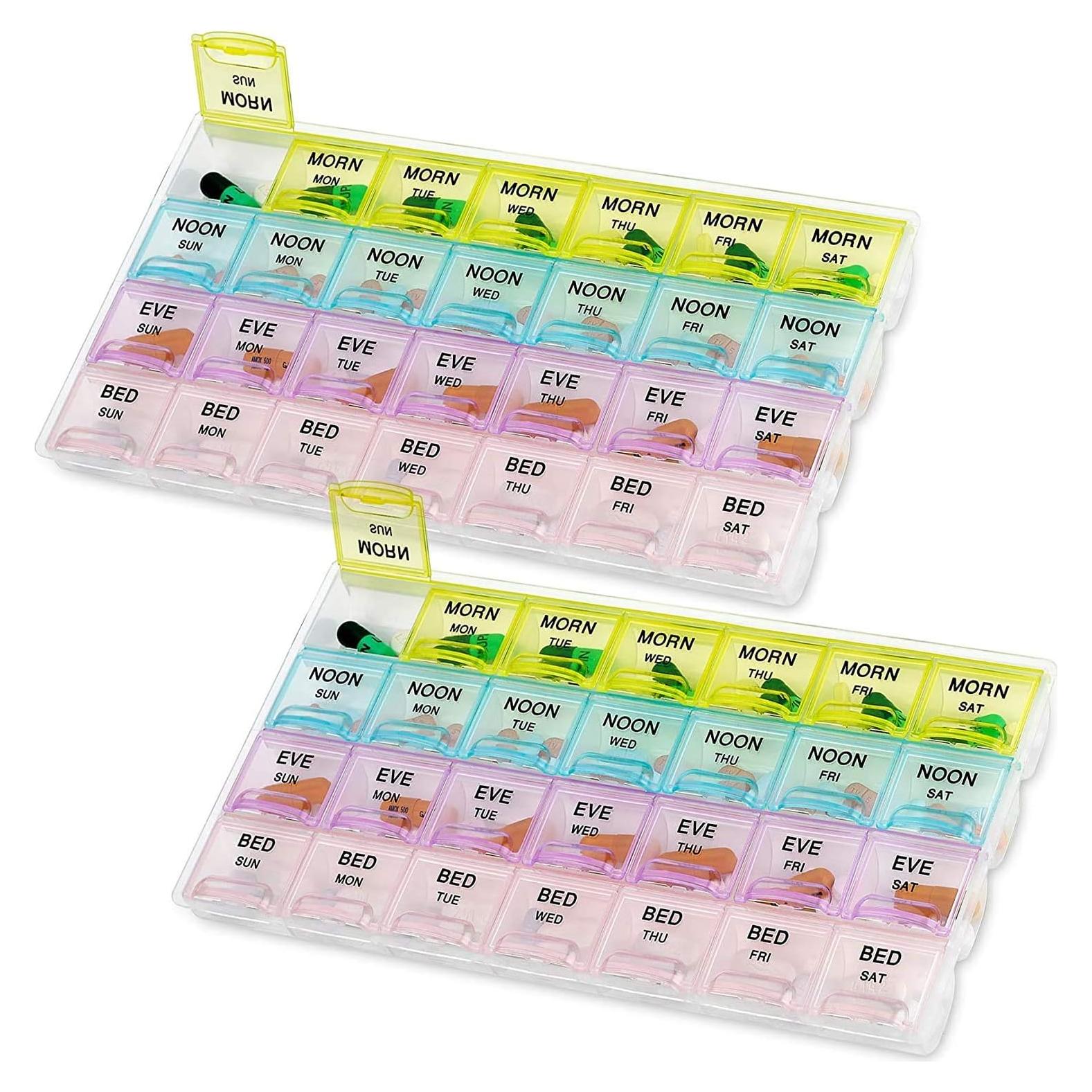 Organizadores de Pastillas MEDca - Paquete de 2, 28 Compartimentos