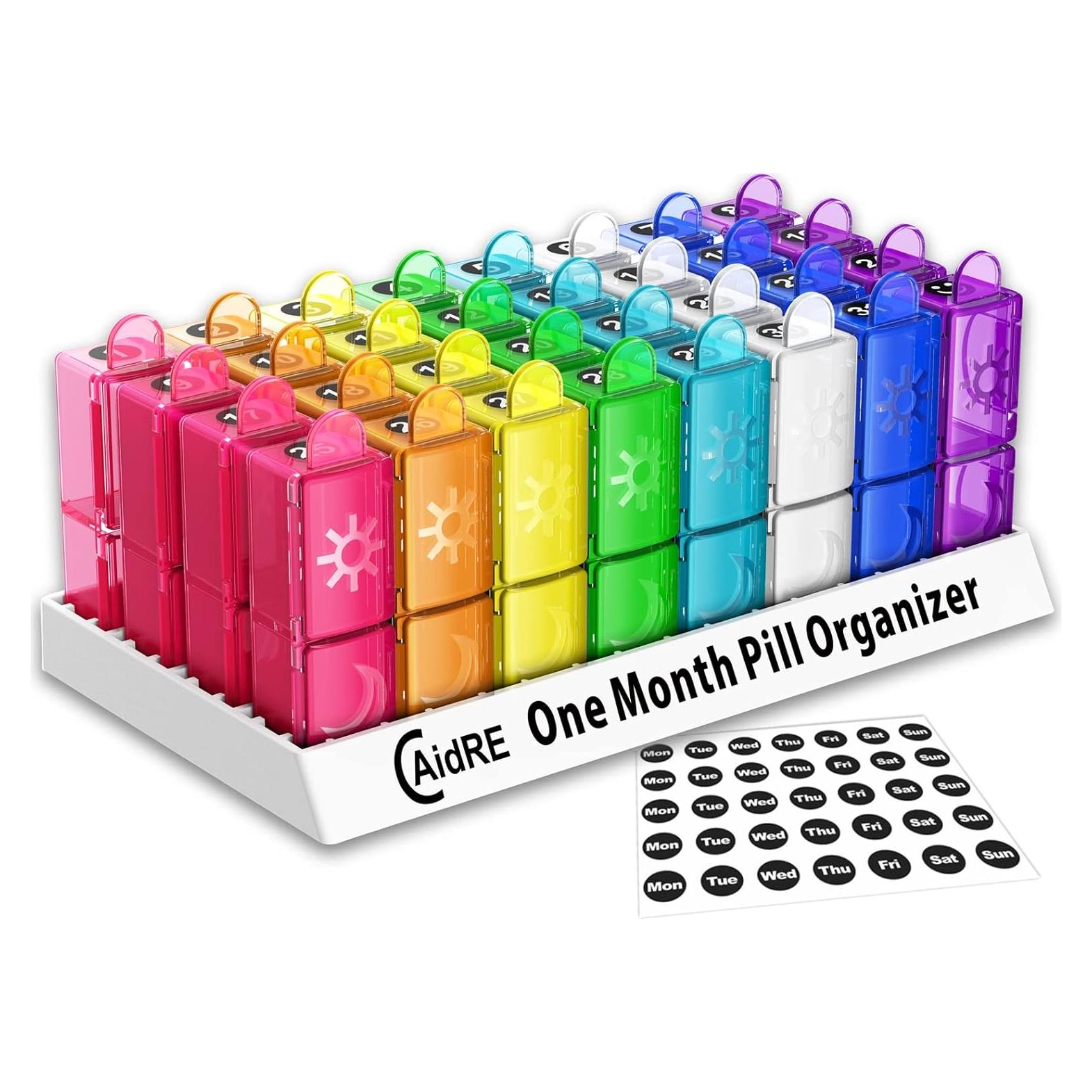 Organizador de Pastillas Mensual CAidRE 32 Compartimentos Multicolor