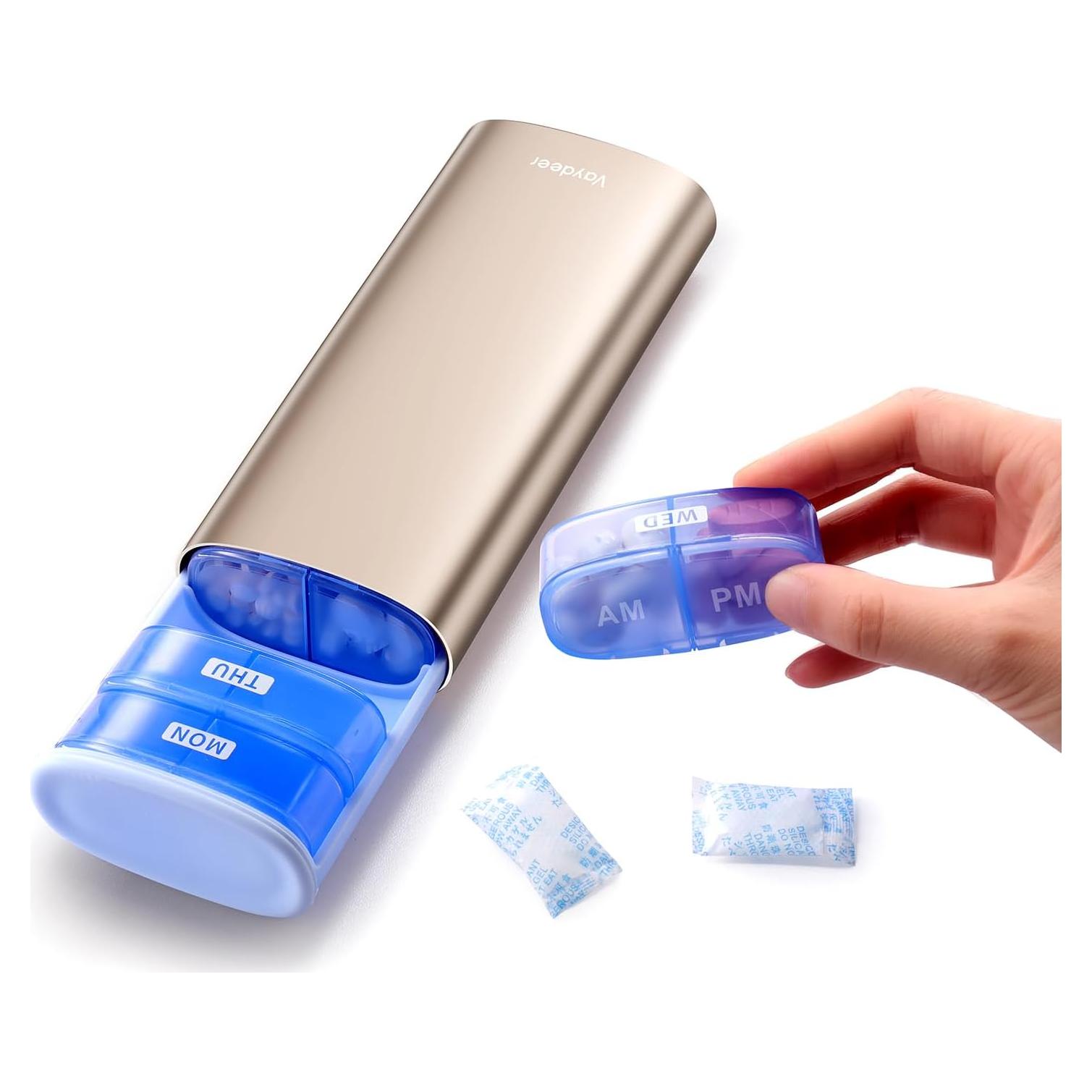 Organizador de Pastillas Semanal Vaydeer AM PM 7 Días Metal