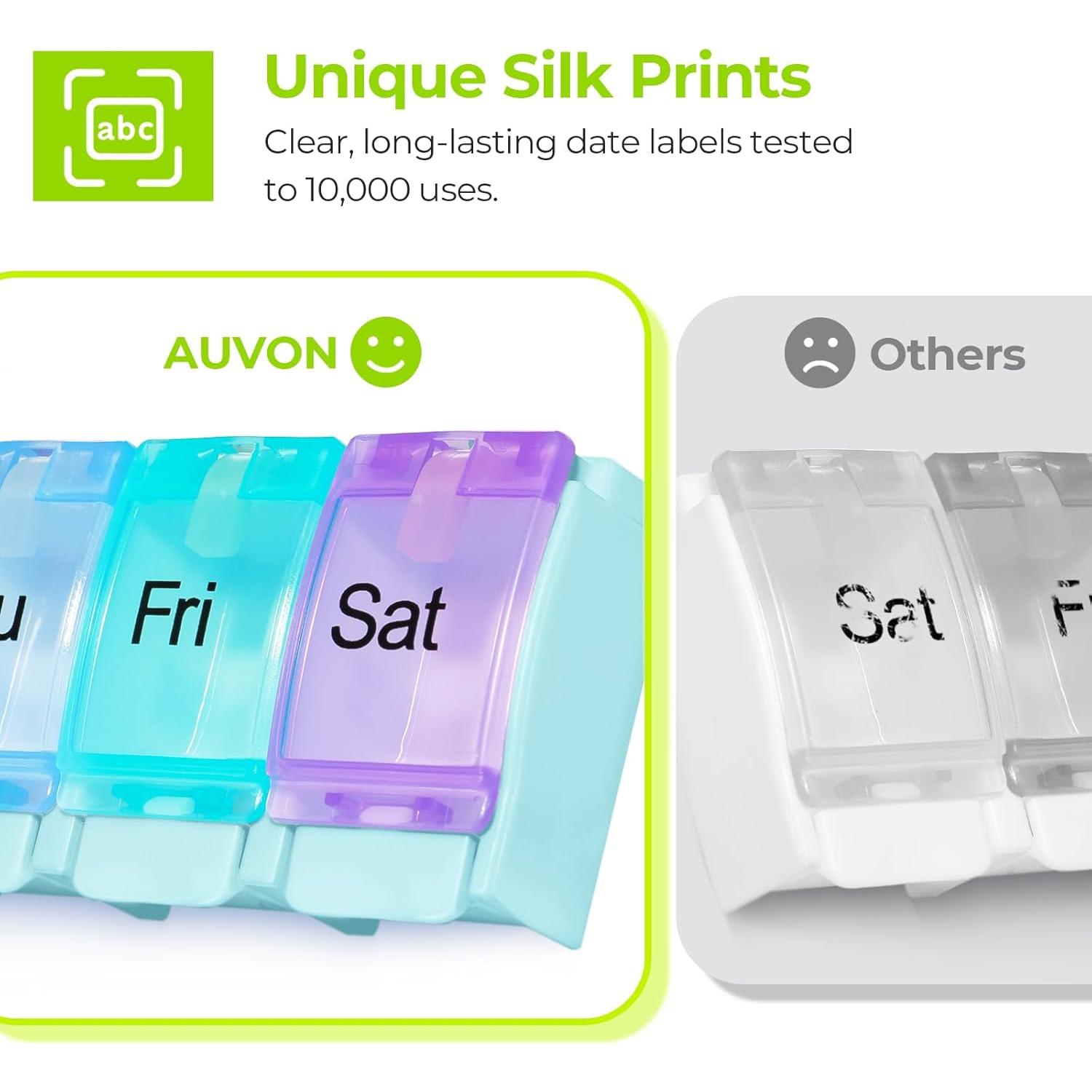 Organizador Semanal de Pastillas AUVON Azul Claro, 7 Días, Libre de BPA