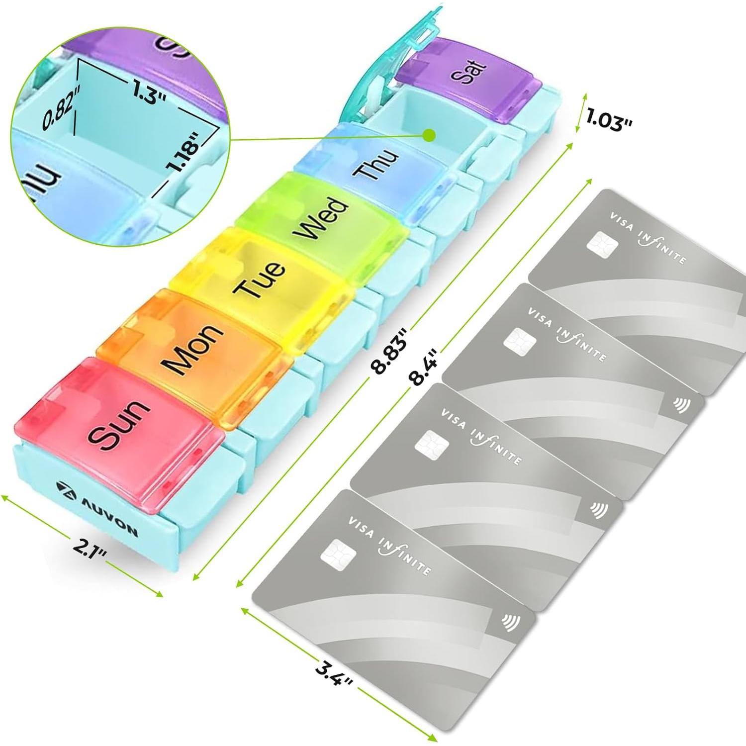 Organizador Semanal de Pastillas AUVON Azul Claro, 7 Días, Libre de BPA