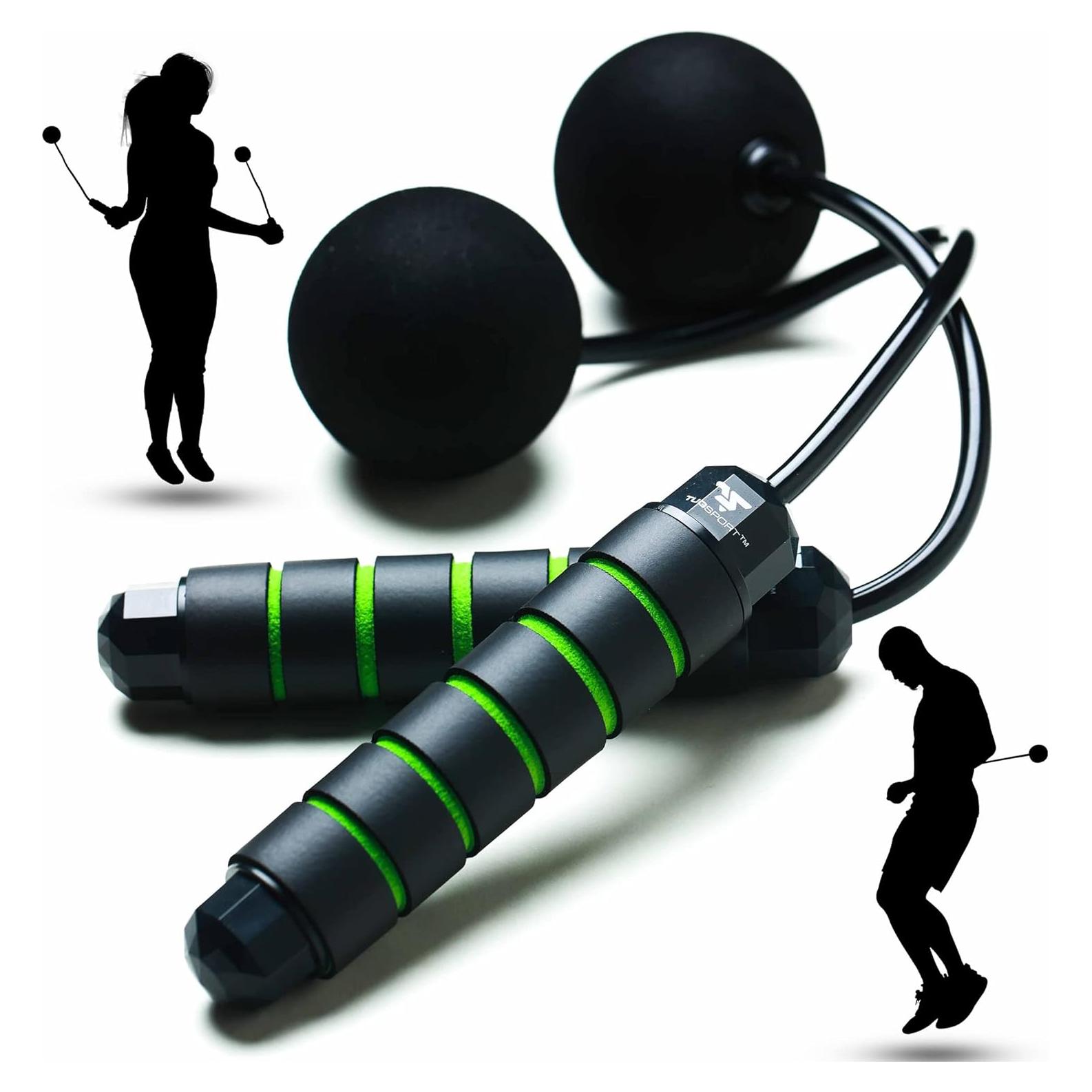 Cuerda de Salto Sin Cable TugSport con Peso - Ajustable y Antideslizante